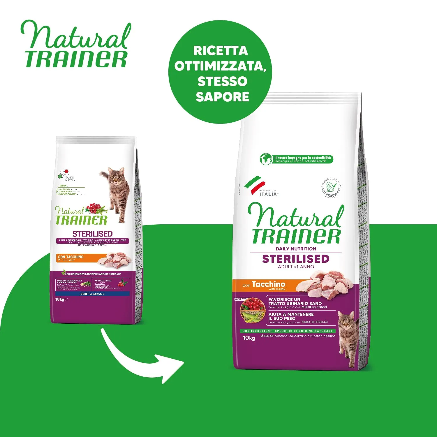 Trainer Natural Cat Sterilised Adult con Carni Bianche e Fibra di Pisello 10 kg - immagine 2