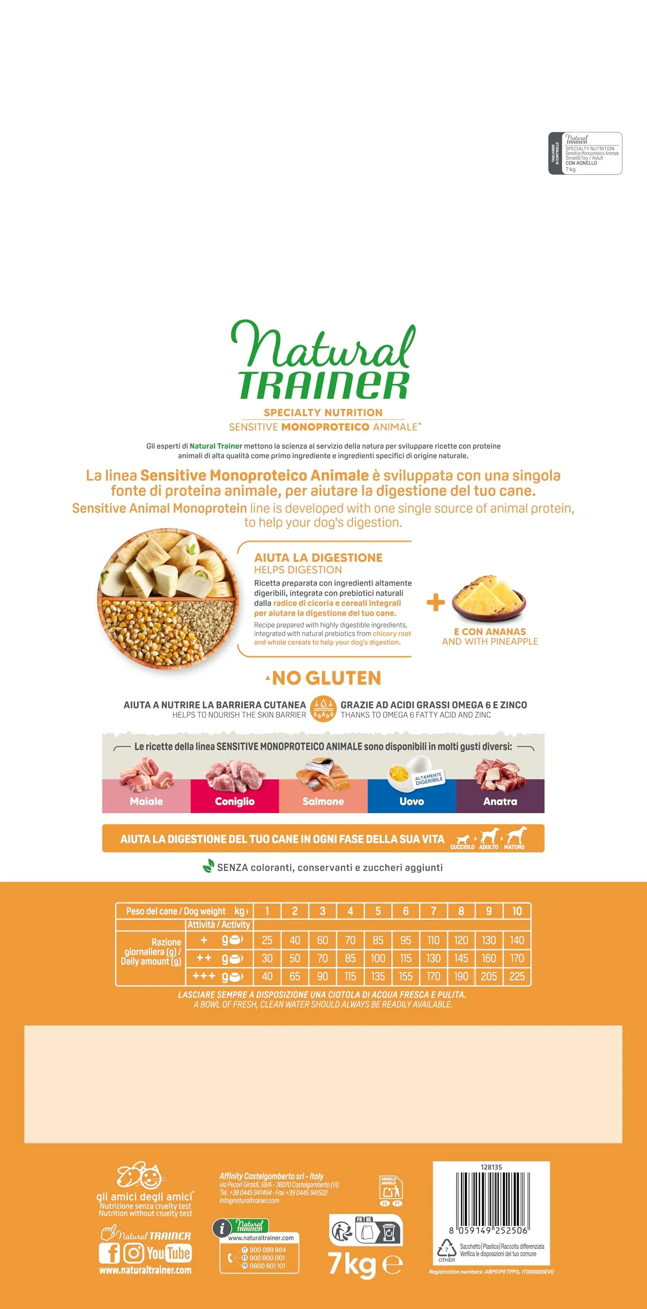 Trainer Natural Sensitive No Gluten Dog Food with Lamb, Adult, 7kg - immagine 3