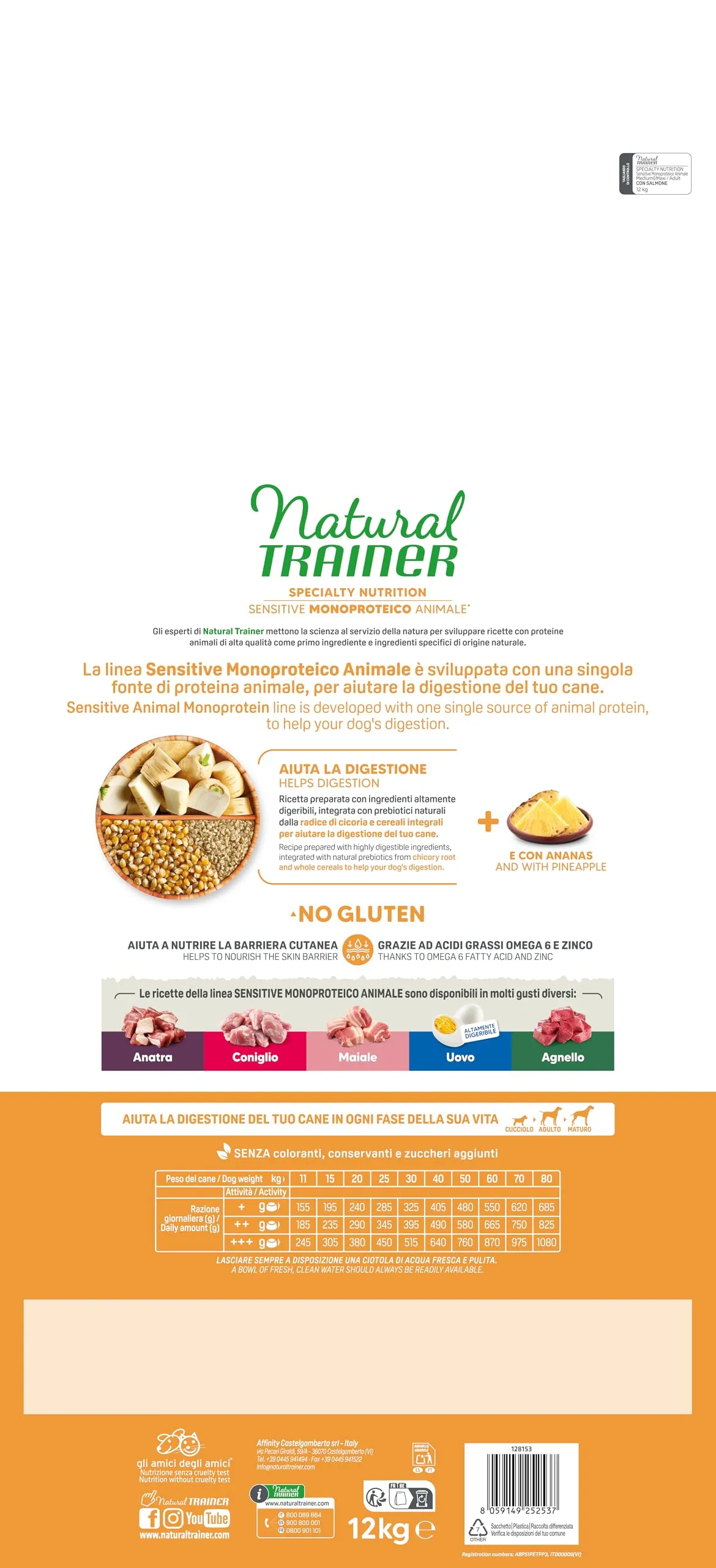 Trainer Sensitive No Gluten Adult Salmon and Whole Grains, 12 kg - immagine 3