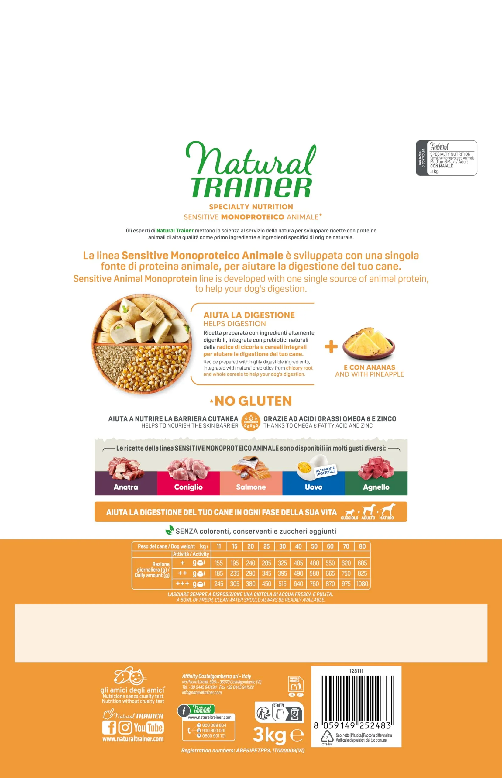 Trainer Sensitive No Gluten Cibo Per Cani Adulti Con Maiale, 3 kg - immagine 3