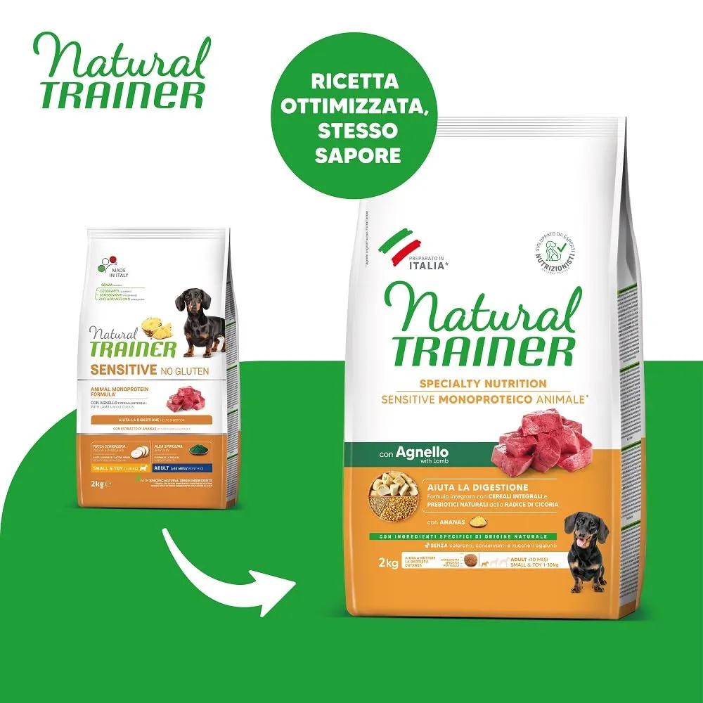 Trainer Sensitive No Gluten Small Toy Adult con Agnello e Cereali Integrali, 2kg - immagine 2