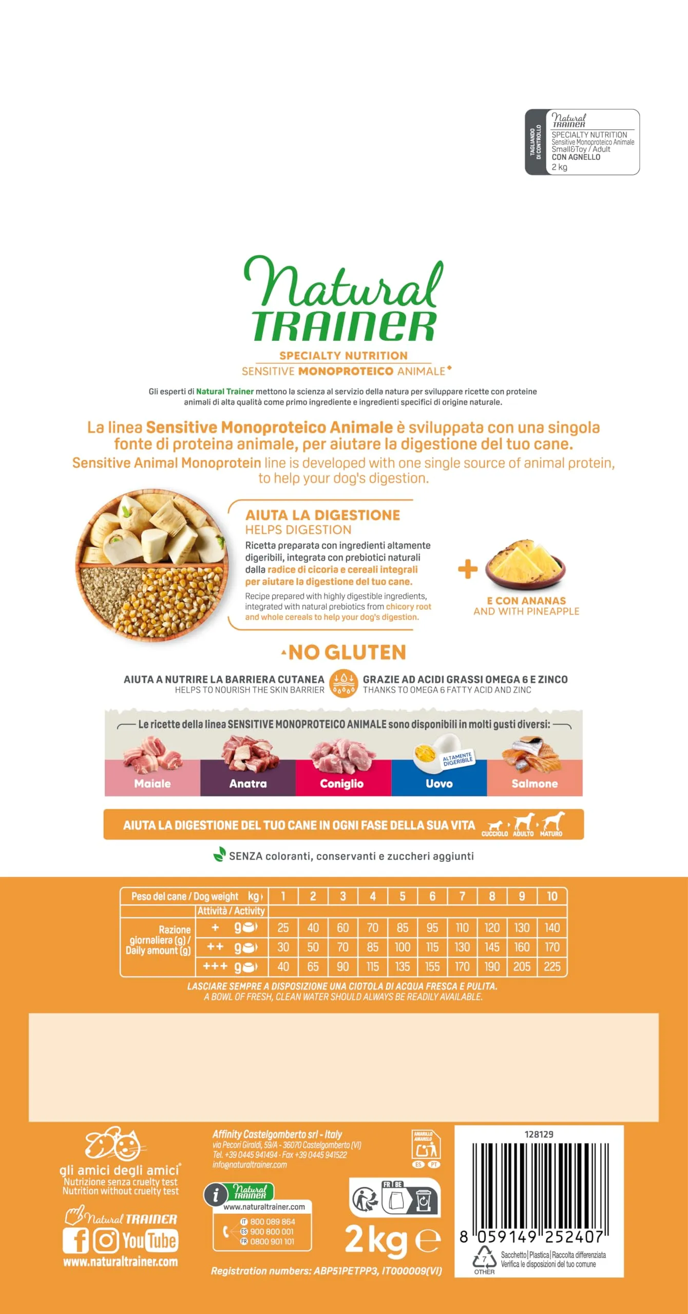 Trainer Sensitive No Gluten Small Toy Adult con Agnello e Cereali Integrali, 2kg - immagine 3