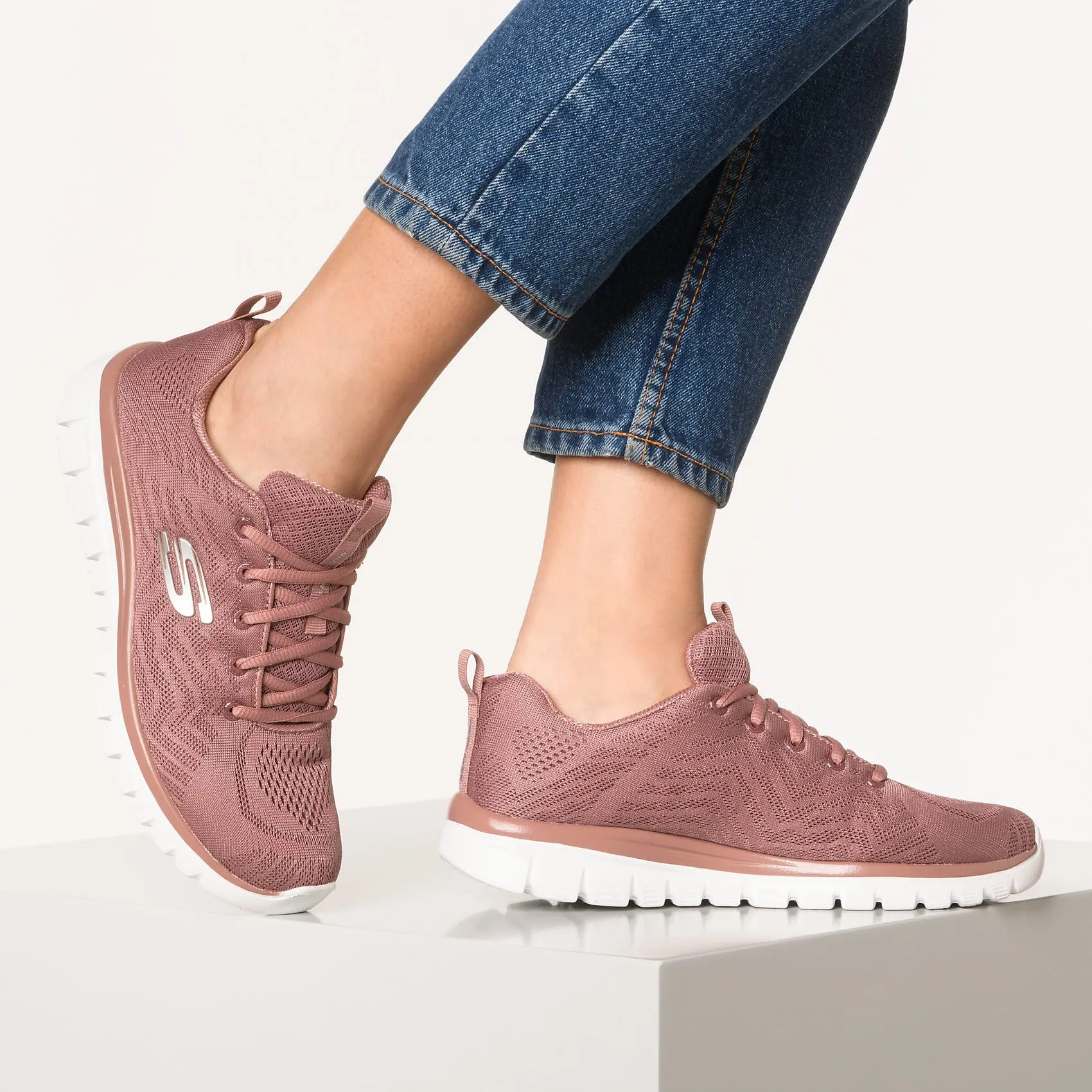 Skechers Donna Graceful Get Connected Trainers, Mauve Mesh Trim, 42 EU - immagine 2