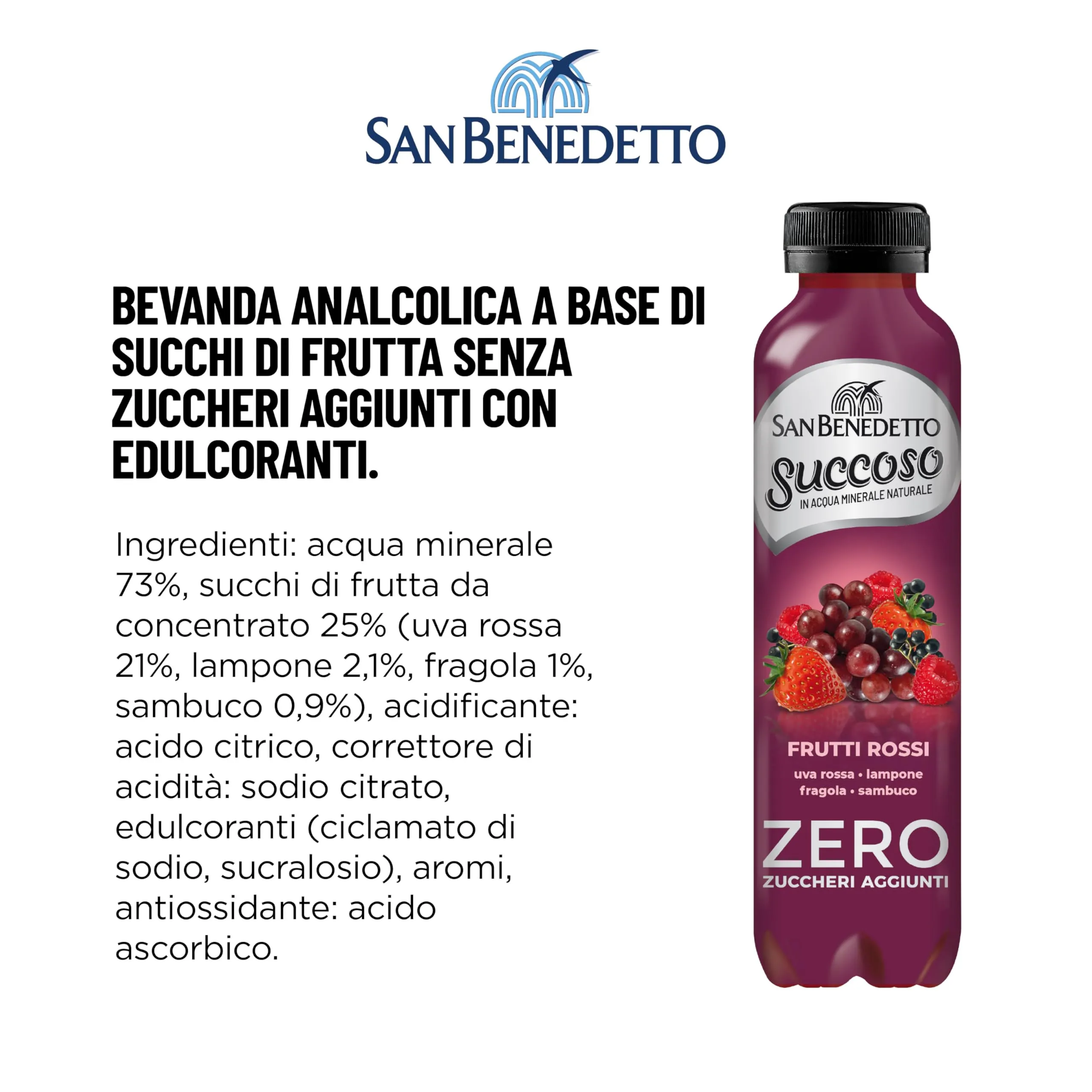 San Benedetto Succoso Zero ai Frutti Rossi, 12x400 ml - immagine 4