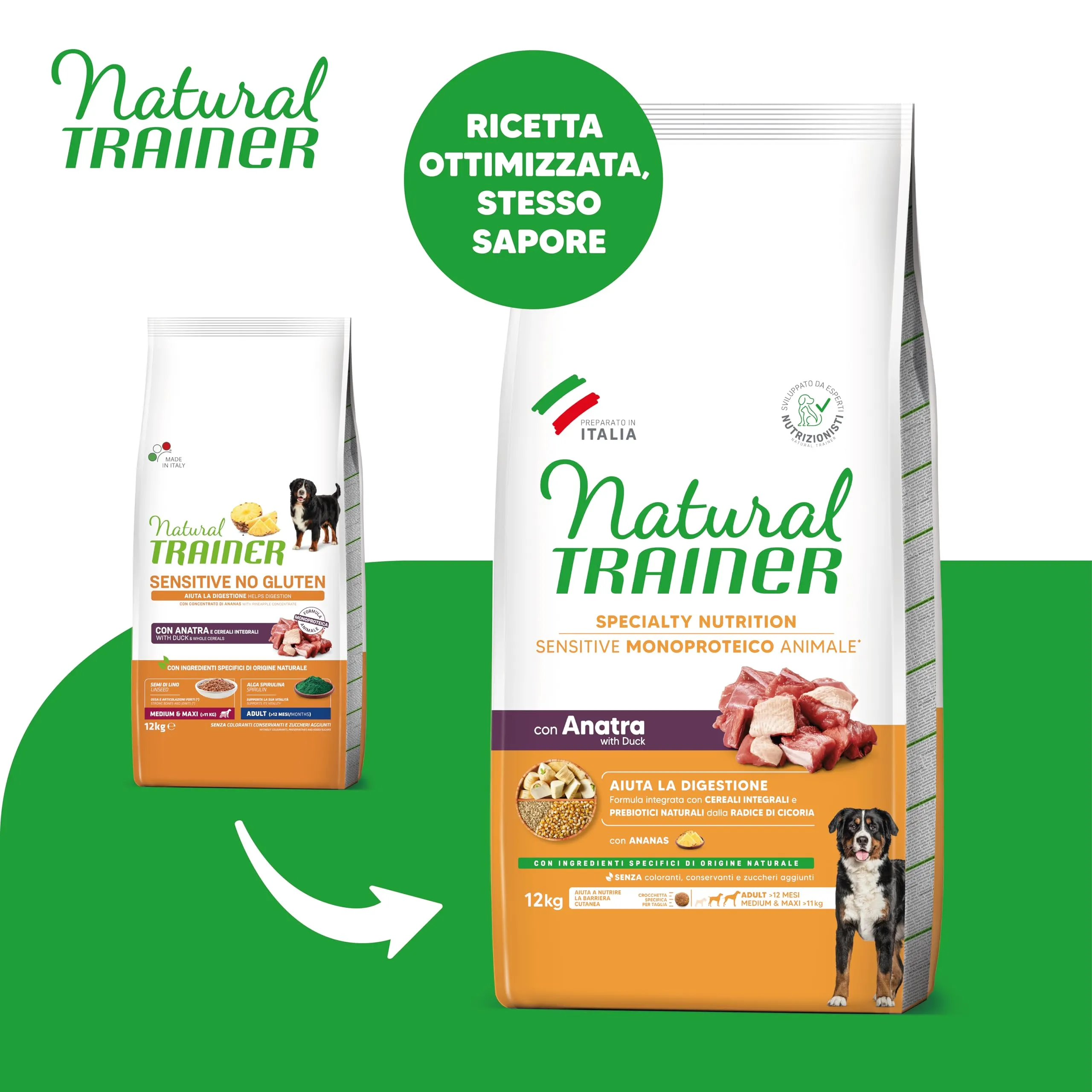 Trainer Natural Sensitive No Gluten Dog Food with Duck and Whole Grains, Adult - 12kg - immagine 2