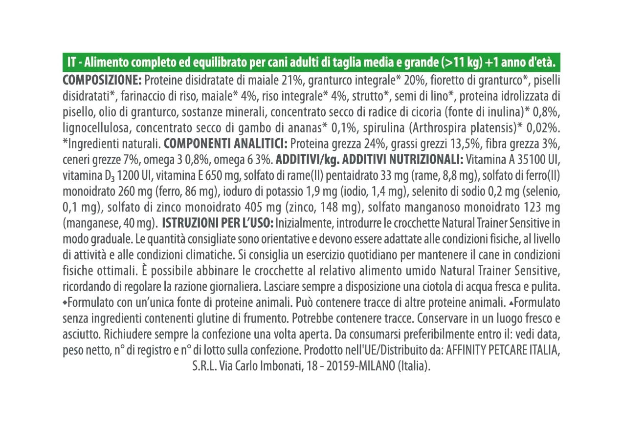 Trainer Natural Sensitive No Gluten Dog Food Adult Pork - 12kg - immagine 3