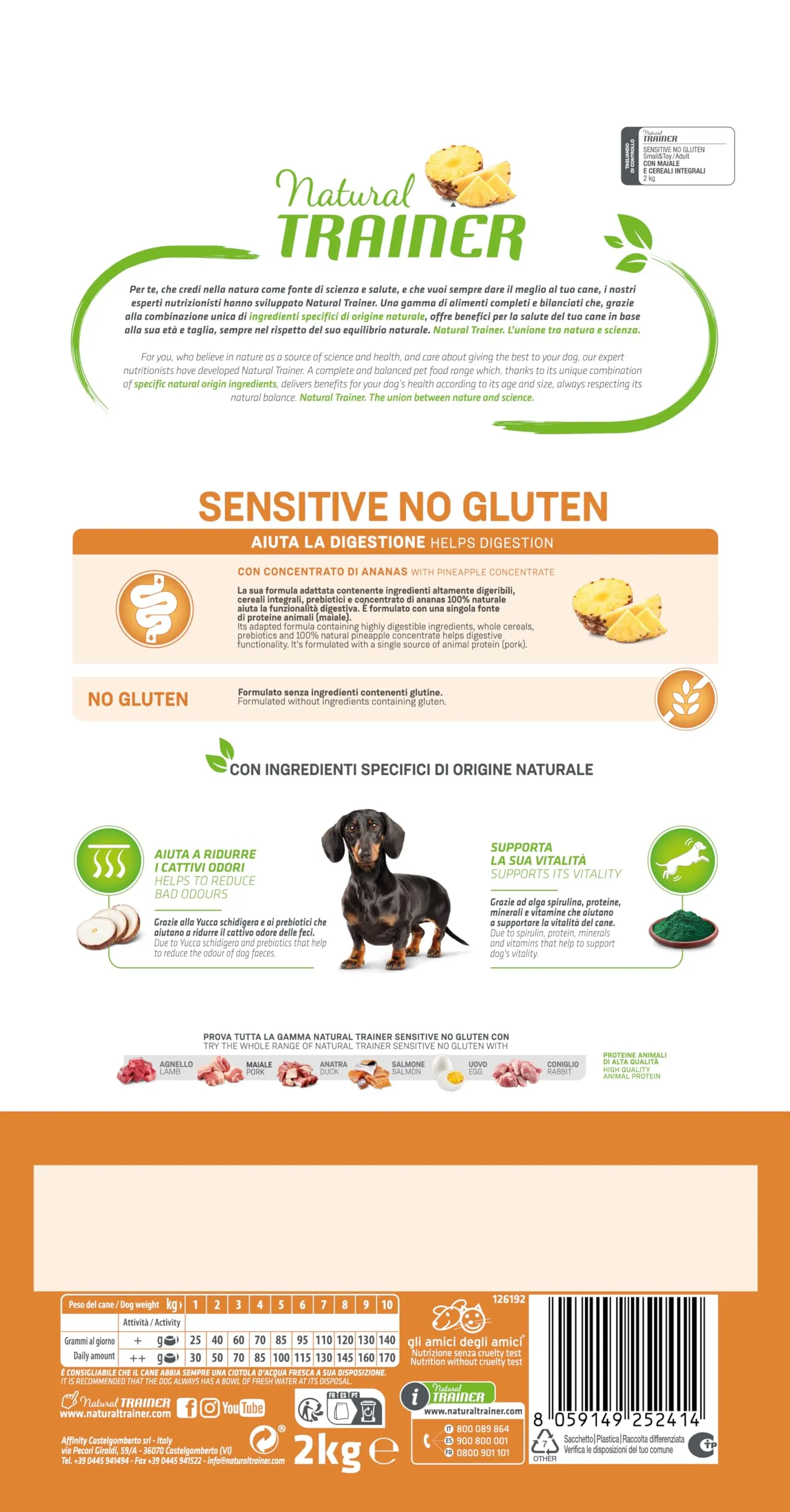 Trainer Natural Sensitive No Gluten Dog Food Adult with Pork, 2kg - immagine 3