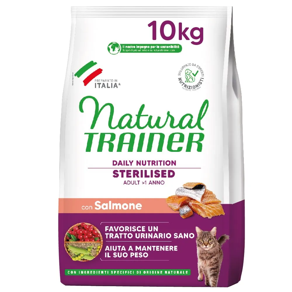 Trainer Natural Sterilised Adult con Salmone e Fibra di Pisello 10 kg - immagine 1