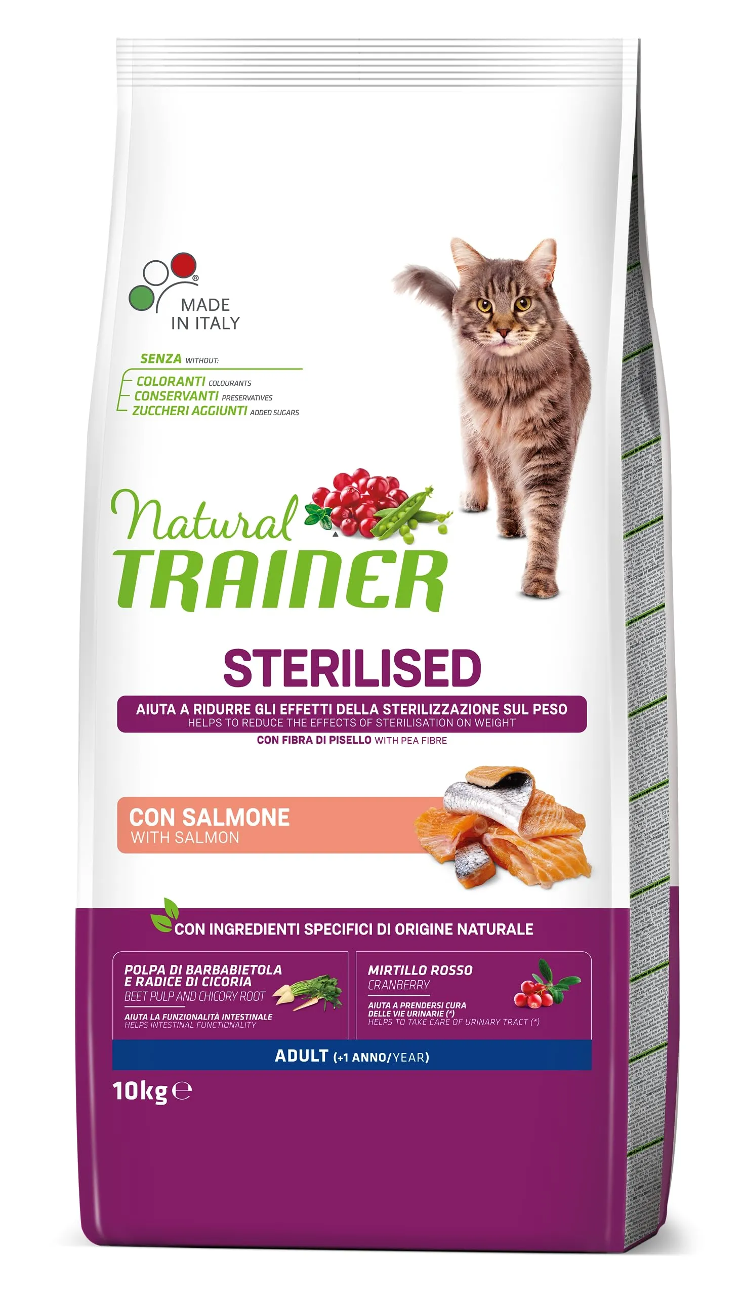 Trainer Natural Sterilised Adult con Salmone e Fibra di Pisello 10 kg - immagine 5