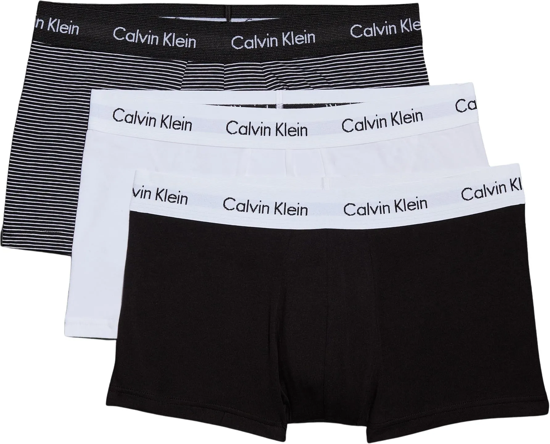 Calvin Klein Uomo Pantaloncini Boxer Vita Bassa, Confezione da 3, Multicolore (White/B&W Stripe/Black), XL - immagine 1