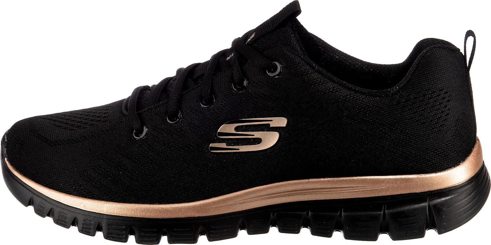 Skechers Graceful Get Connected Women's Sneaker, Black Mesh Rose Gold Trim, 37 EU - immagine 3