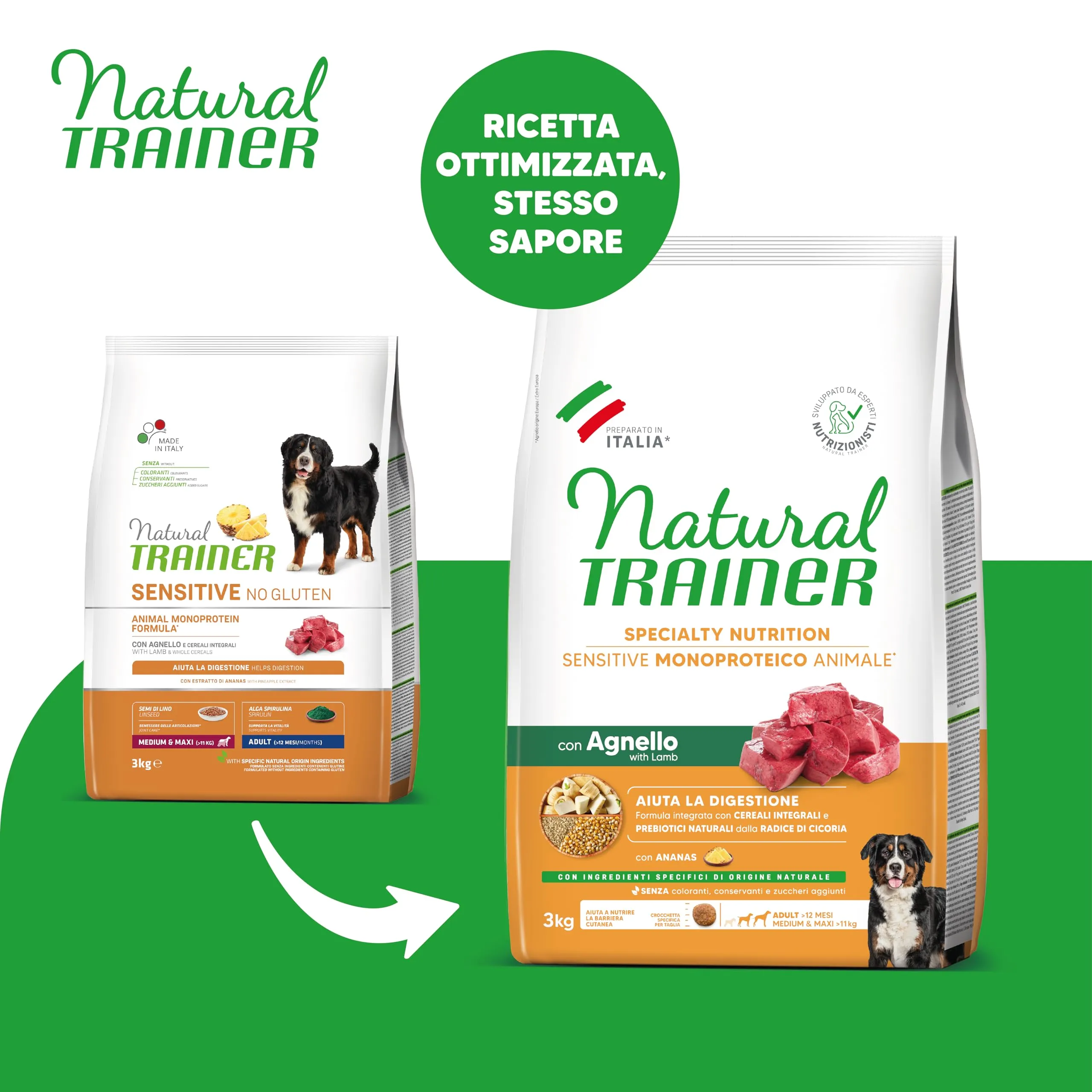 Trainer Natural Sensitive No Gluten Dog Food with Lamb, Adult, 3kg - immagine 2