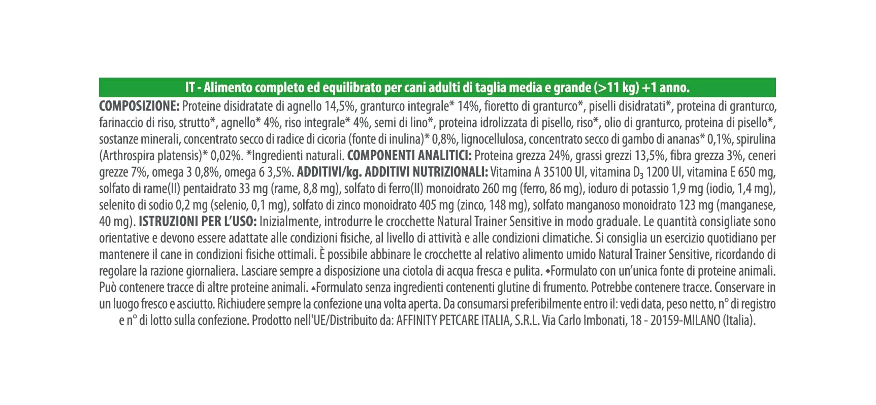 Trainer Natural Sensitive No Gluten Dog Food with Lamb, Adult, 3kg - immagine 4