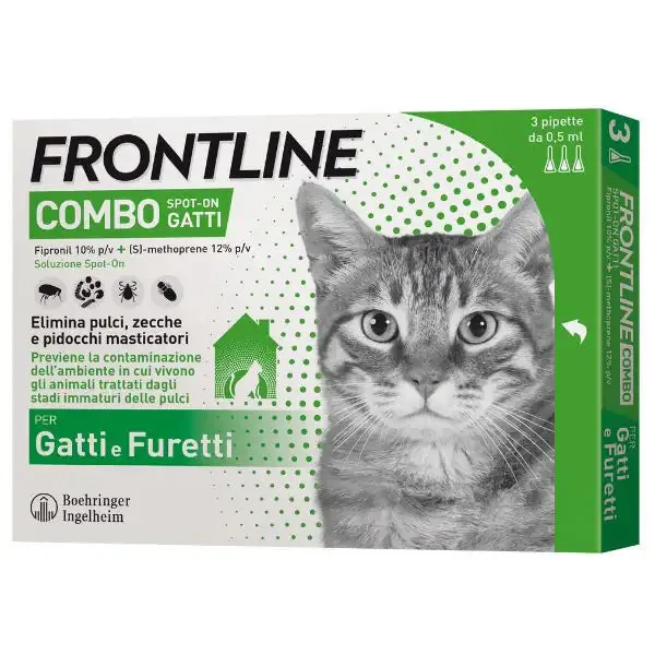 Frontline Combo Antiparassitario per Gatti, Gattini e Furetti, 3 Pipette da 0.5 ml - immagine 1