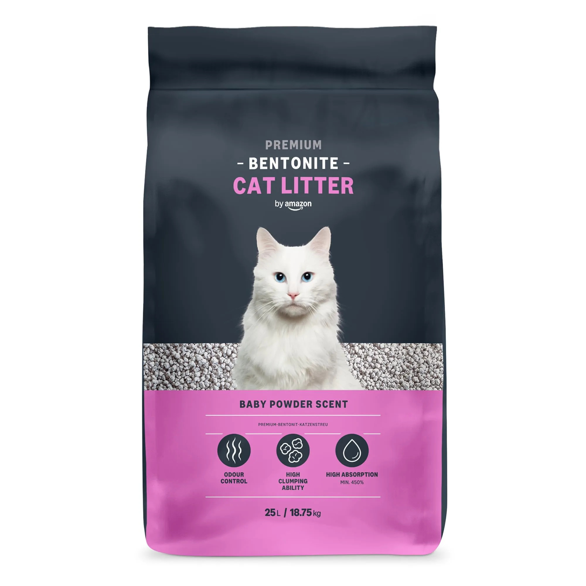 by Amazon Lettiera per Gatti Premium in Bentonite, Profumazione al Talco, 25L - immagine 1