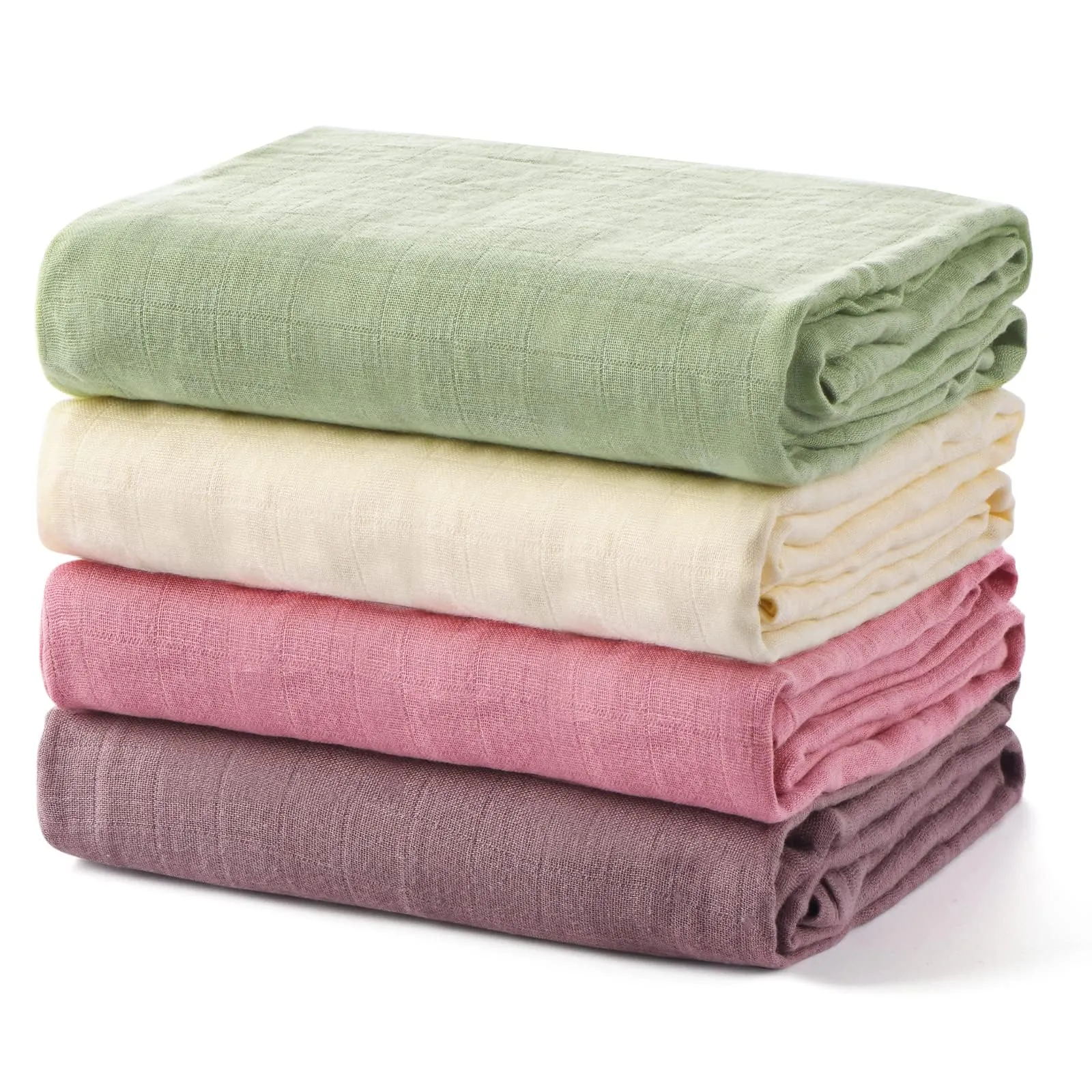momcozy Copertine in Mussola in Cotone di Bambù, 120x120 cm, 4 Pezzi, Verde Chiaro - immagine 1