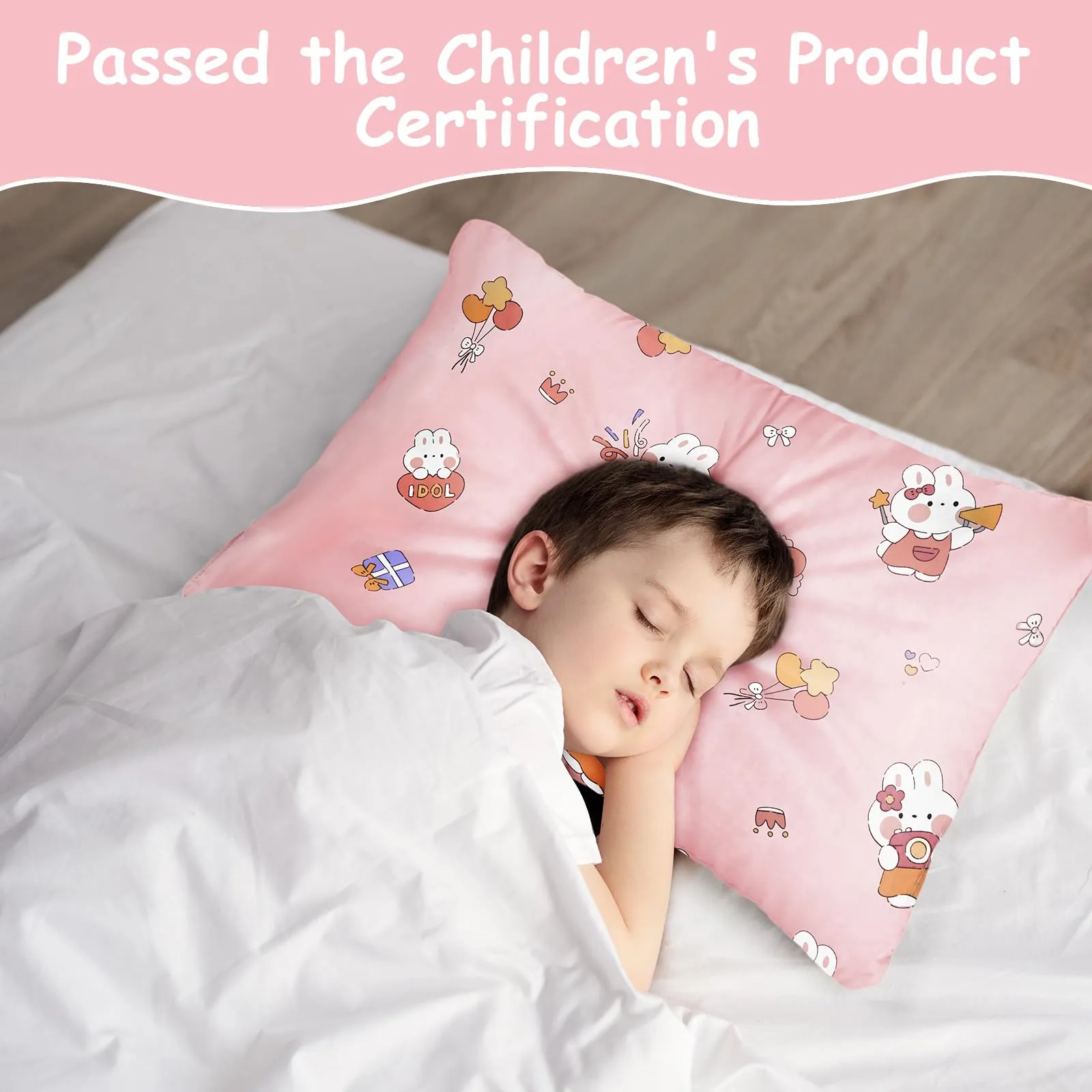 Vicloon Federe per Cuscini per Bambini in Doppia Garza, 2 Pezzi, 40x60 cm, Motivo a Coniglietto Rosa - immagine 7