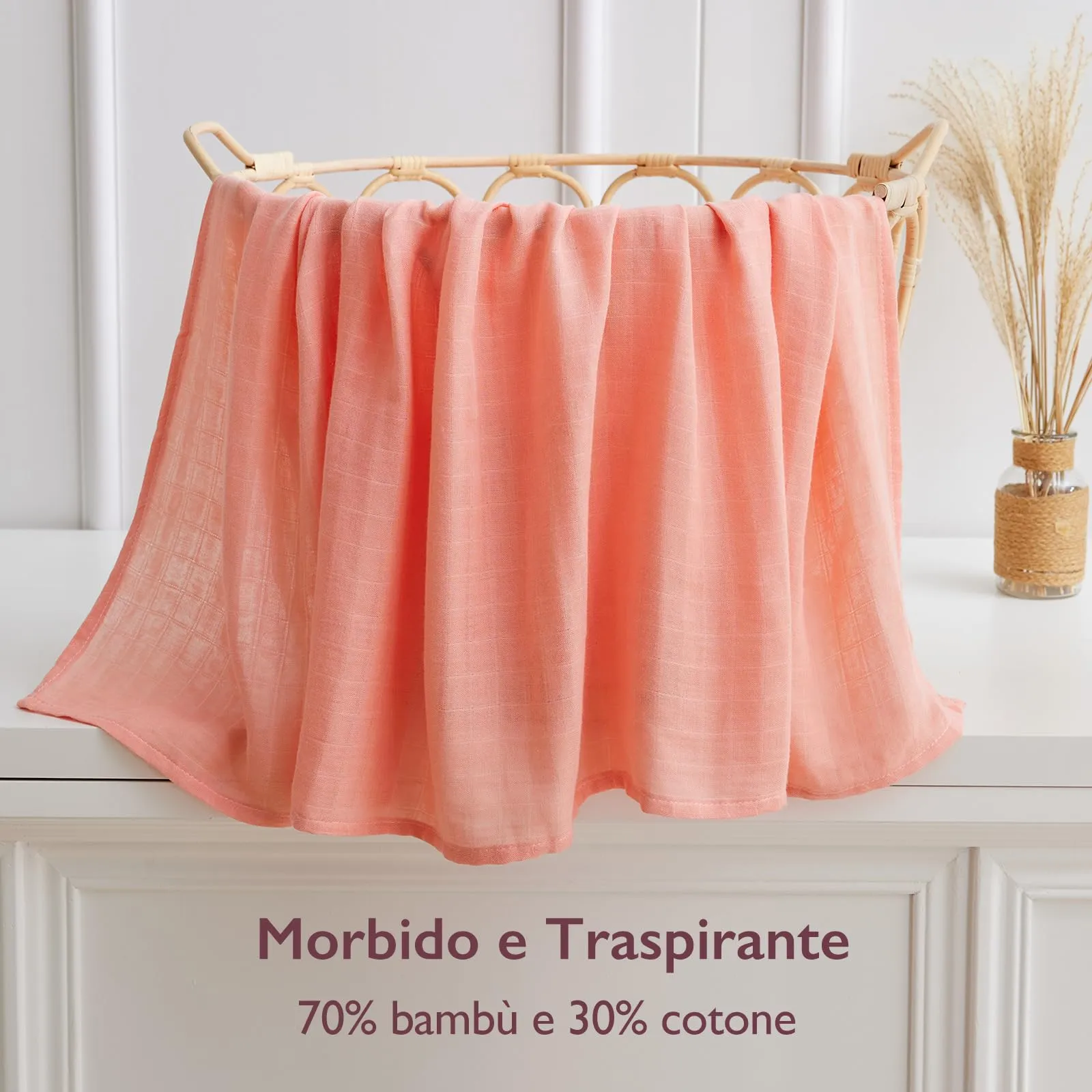 momcozy Mussole Neonato in Cotone di Bambù, 120x120 cm, 4 Pezzi, Floreale - immagine 3