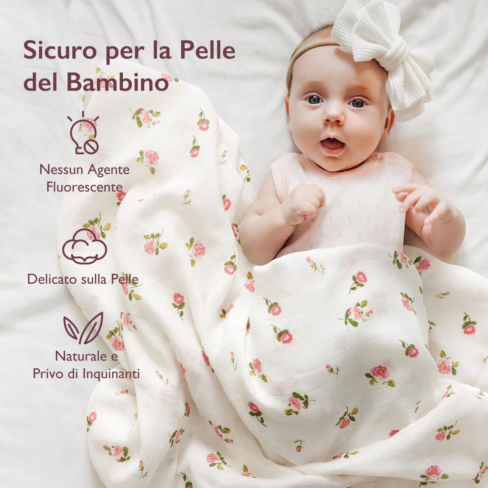 momcozy Mussole Neonato in Cotone di Bambù, 120x120 cm, 4 Pezzi, Floreale - immagine 5