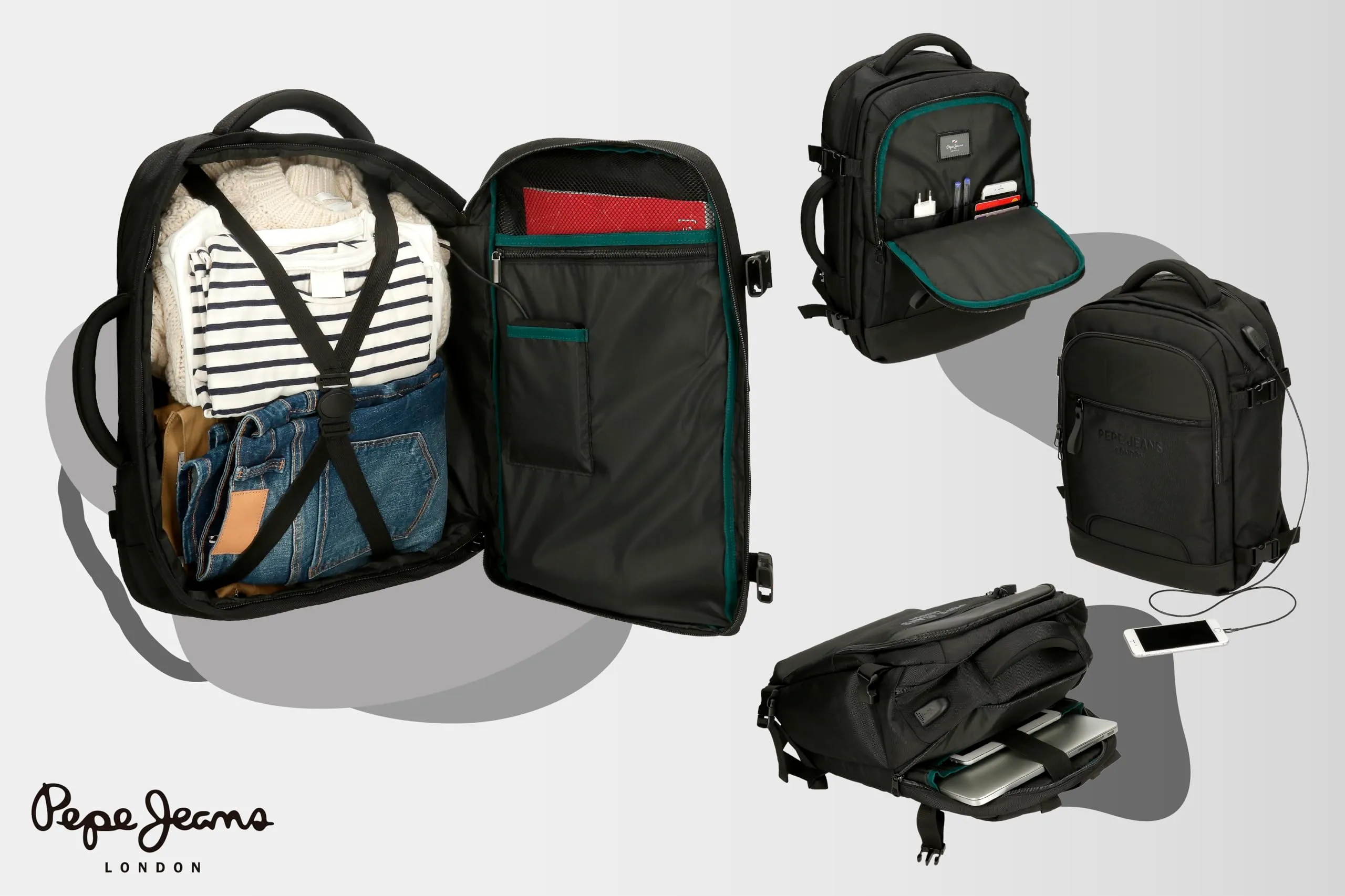 Pepe Jeans Bromley Zaino da Cabina 15,6 Pollici Verde Poliestere 30x44x18 cm - immagine 3