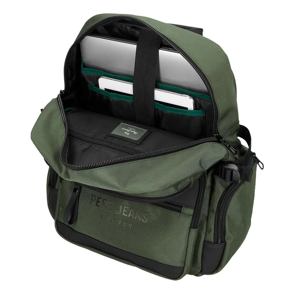 Pepe Jeans Bromley Laptop Backpack 15.6 Inch, Green, Polyester, 20.46L - immagine 4