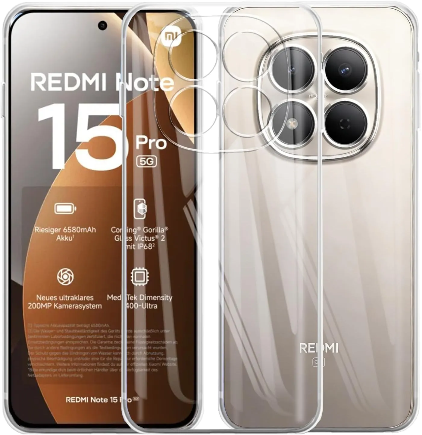 Captor Cover for Xiaomi Redmi Note 15 Pro Plus 5G, Transparent Soft Silicone Case, Slim Anti-Scratch and Anti-Yellowing Protection - immagine 3
