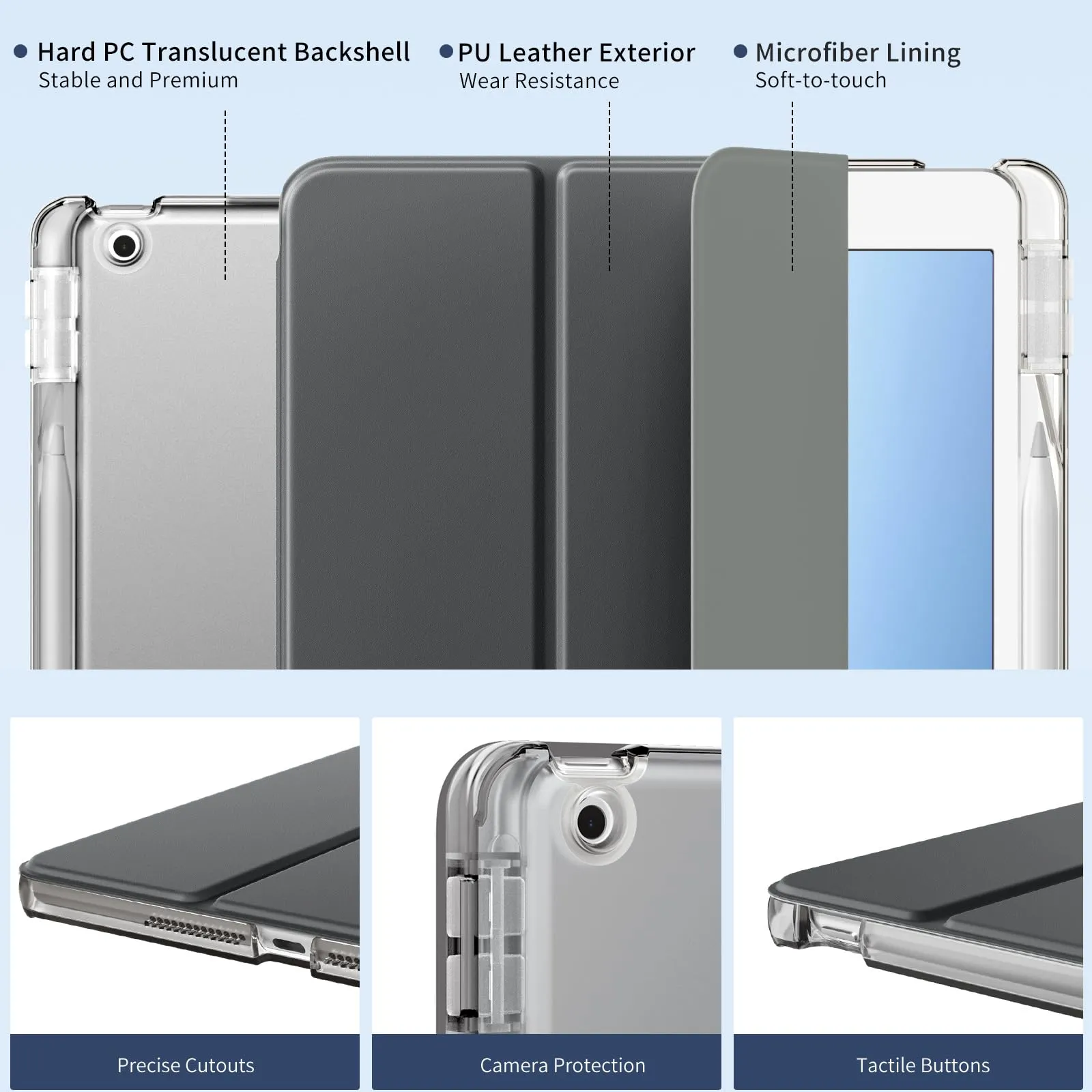 MoKo Cover per iPad 9a/8a/7a Generazione 10,2 Pollici con Portapenna - immagine 3
