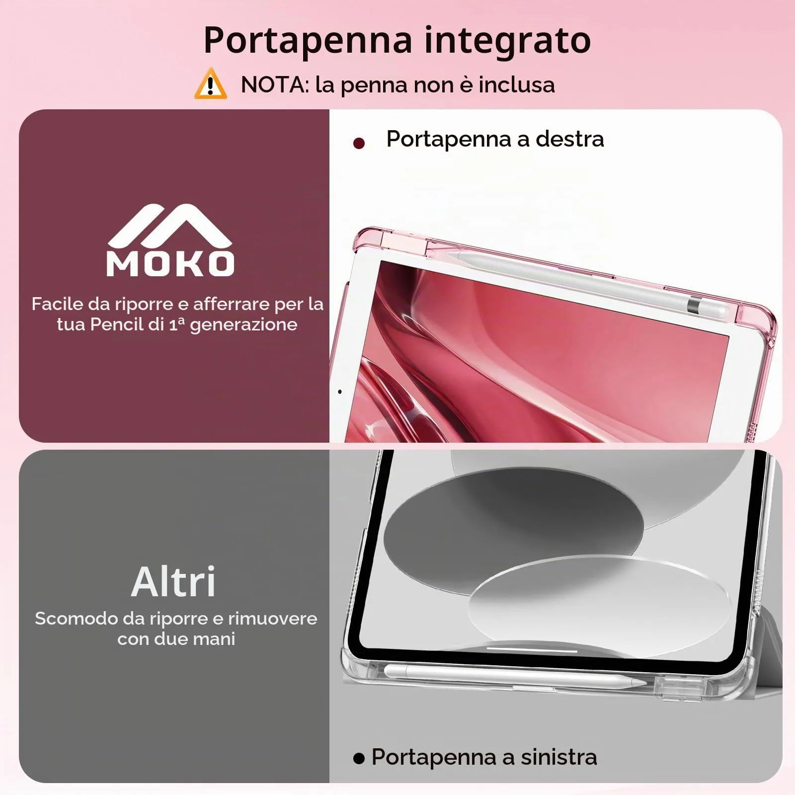 MoKo Cover per iPad 9a/8a/7a Generazione 10,2 Pollici con Portapenna, Borgogna - immagine 6