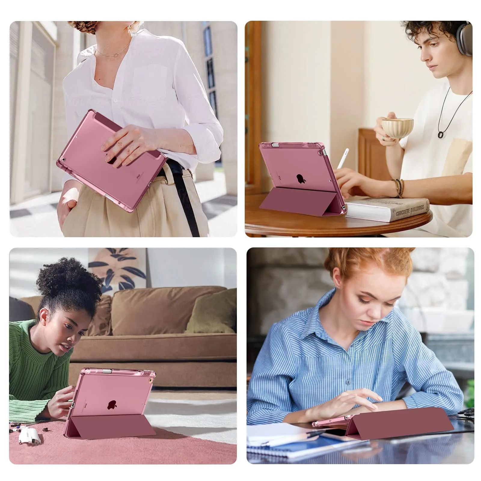 MoKo Cover per iPad 9a/8a/7a Generazione 10,2 Pollici con Portapenna, Borgogna - immagine 9