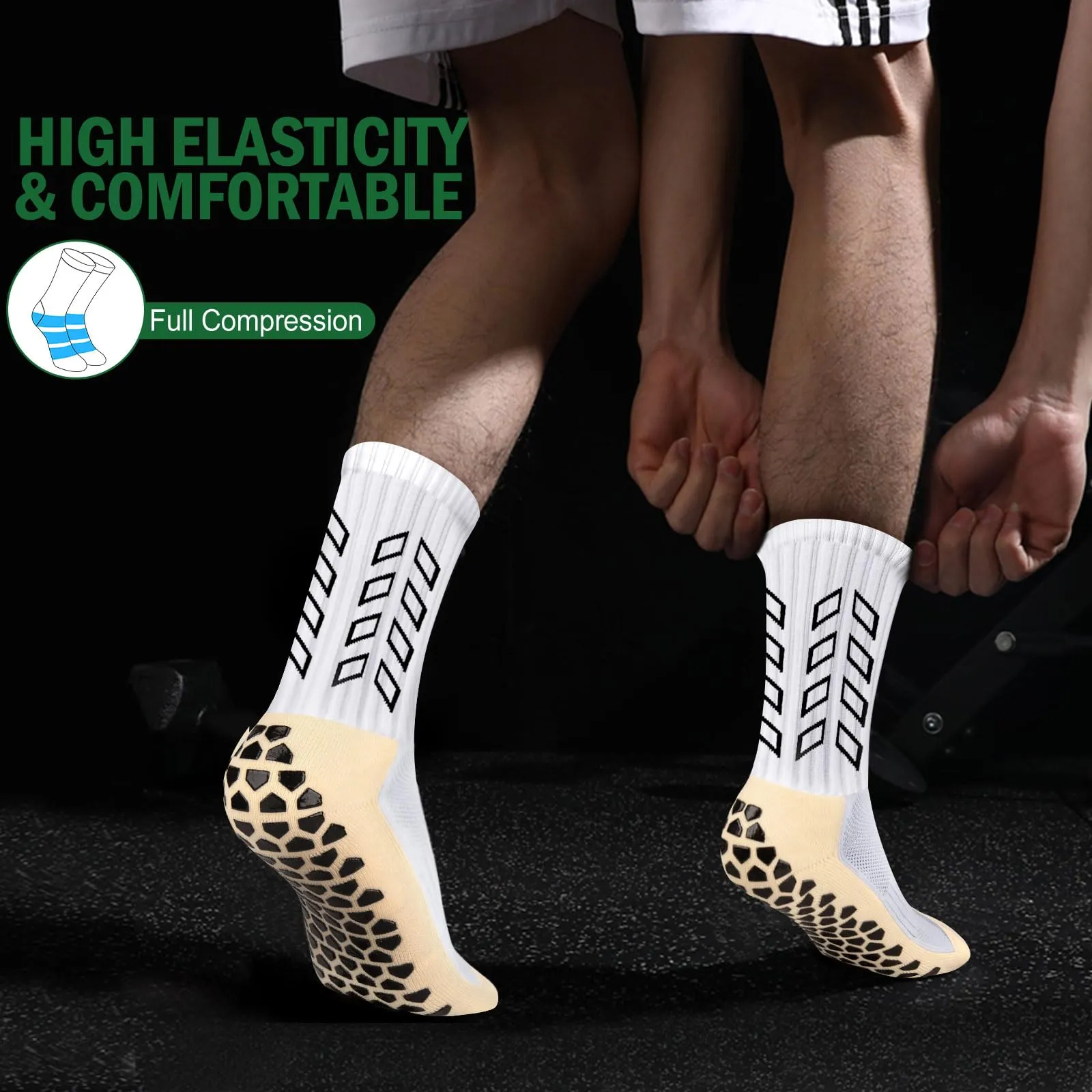 ENONEO Calze Antiscivolo Grip per Calcio e Running Uomo 37-45 - immagine 5