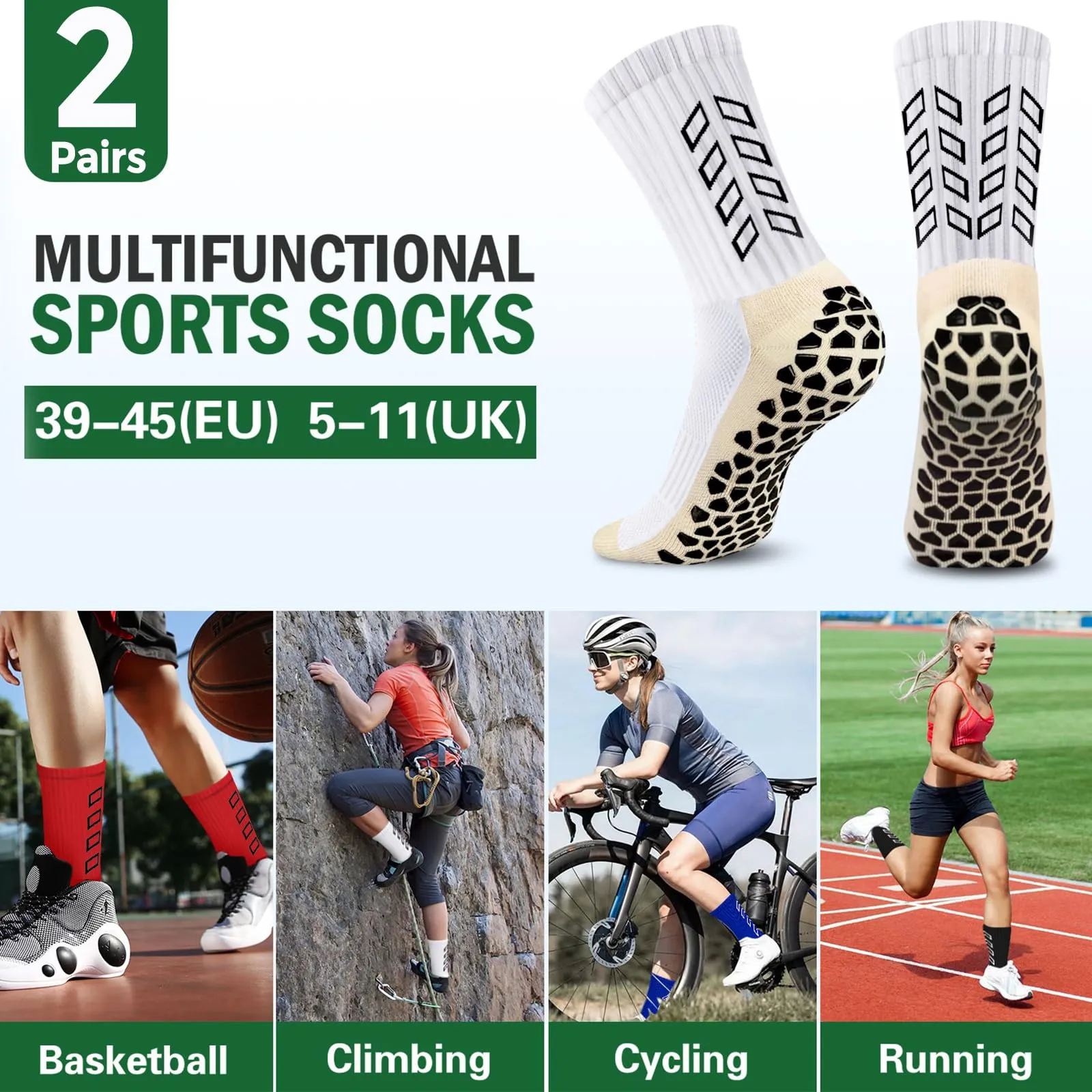 ENONEO Calze Antiscivolo Grip per Calcio e Running Uomo 37-45 - immagine 7