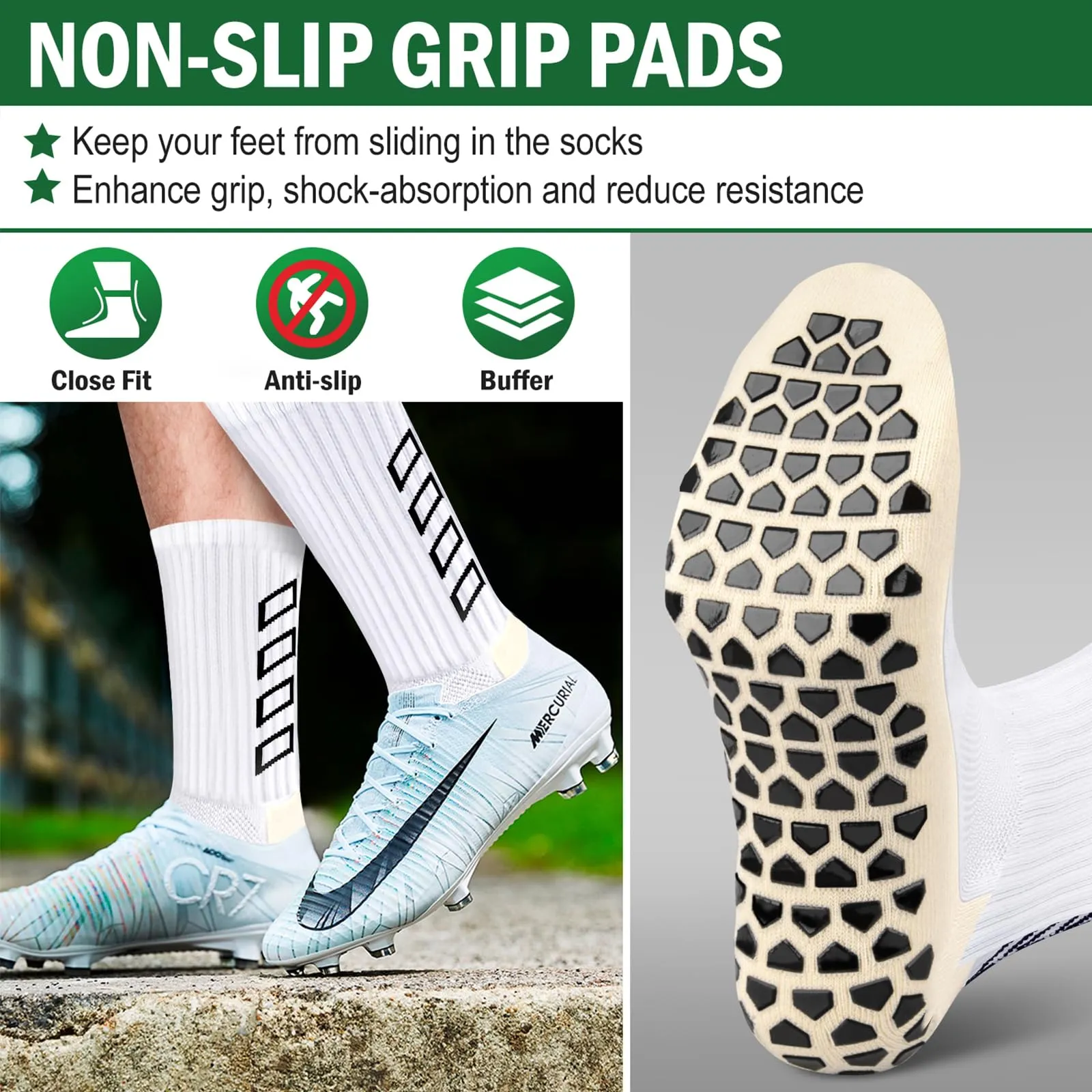 ENONEO Calze Antiscivolo Grip Socks per Calcio e Running Uomo 37-45 - immagine 4