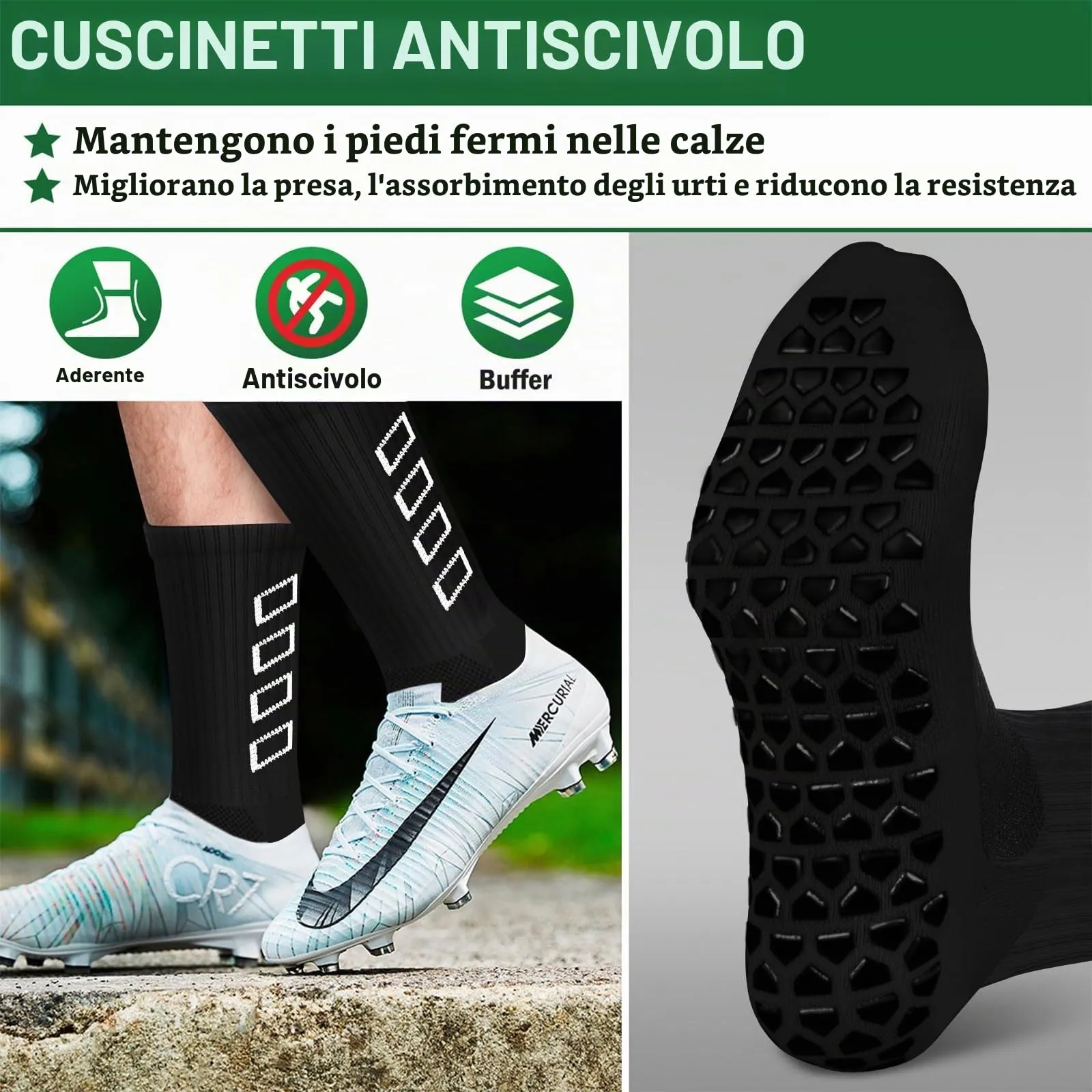ENONEO Calze Antiscivolo Grip Socks per Calcio, Running e Sport Uomo, Taglie 37-45 - immagine 4