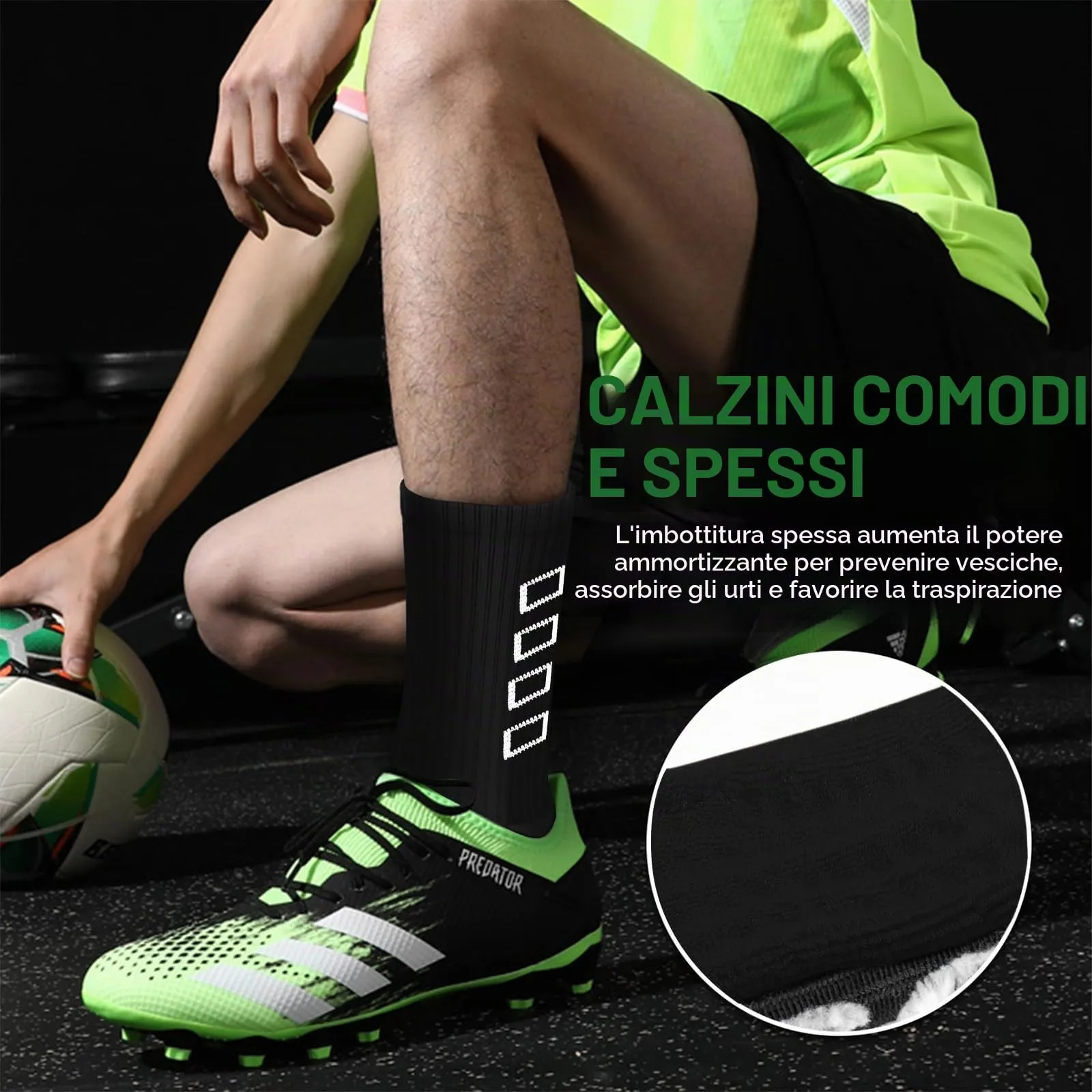 ENONEO Calze Antiscivolo Grip Socks per Calcio, Running e Sport Uomo, Taglie 37-45 - immagine 5