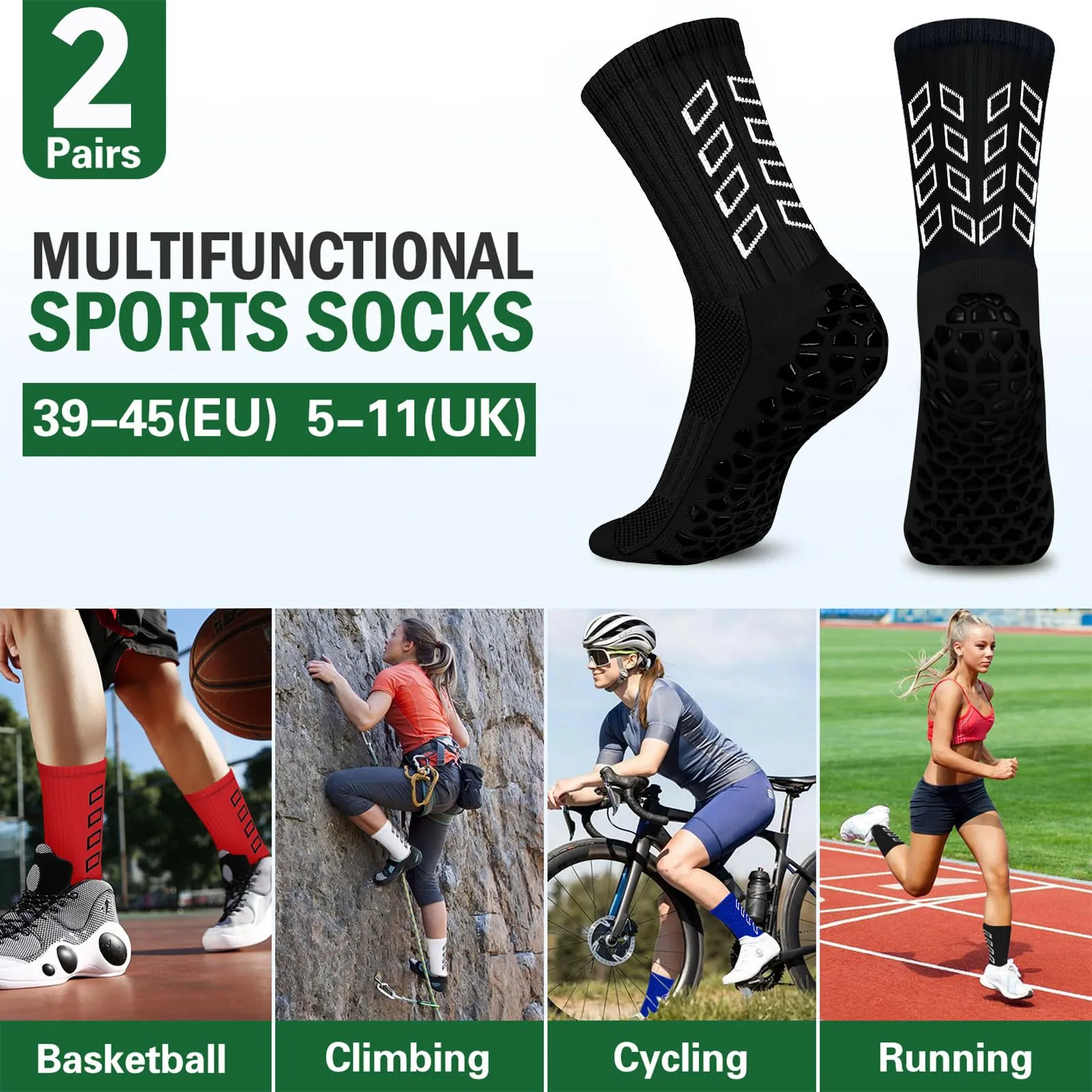 ENONEO Calze Antiscivolo Grip Socks per Calcio, Running e Sport Uomo, Taglie 37-45 - immagine 7