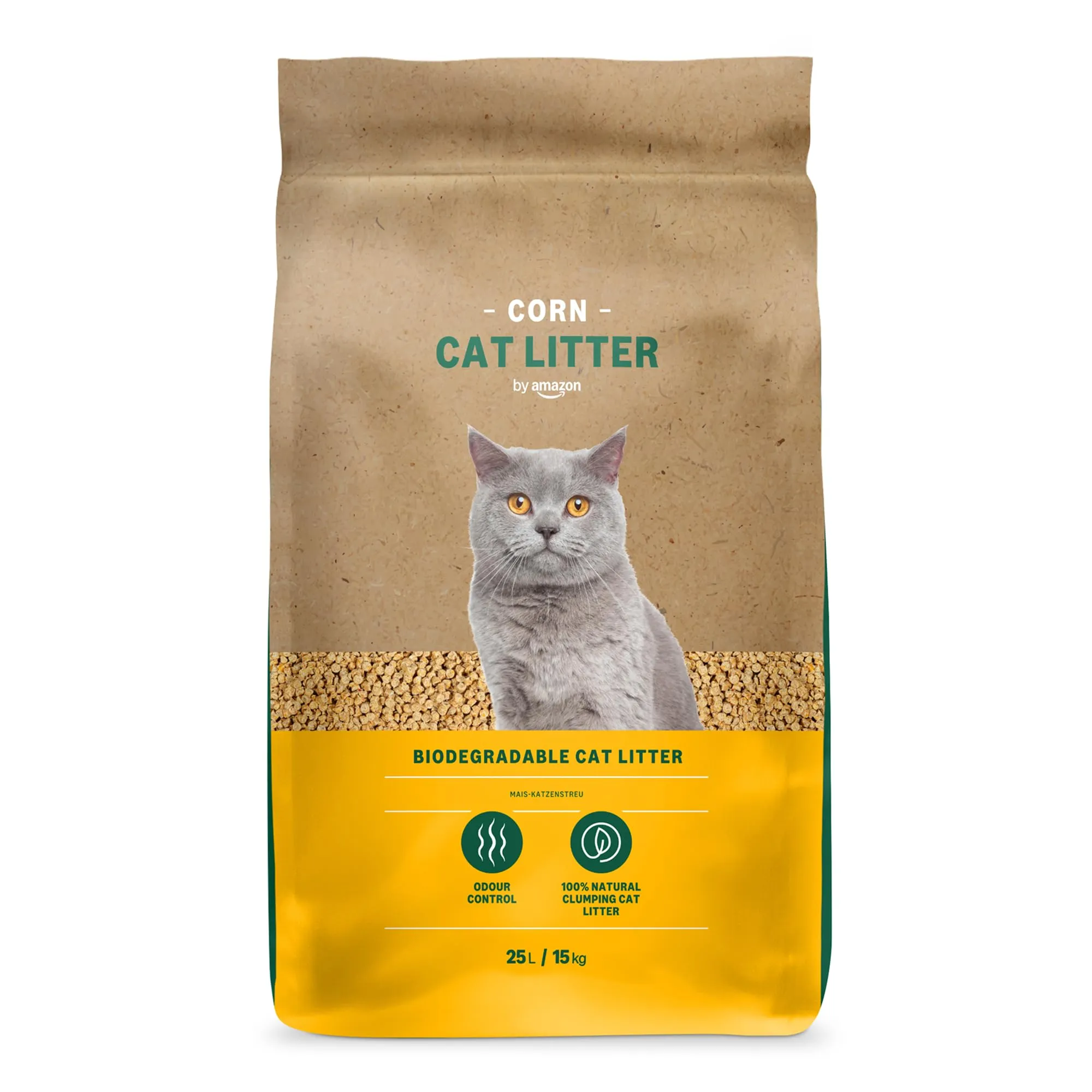 by Amazon Lettiera per Gatti Agglomerante al Mais, 25L - immagine 1