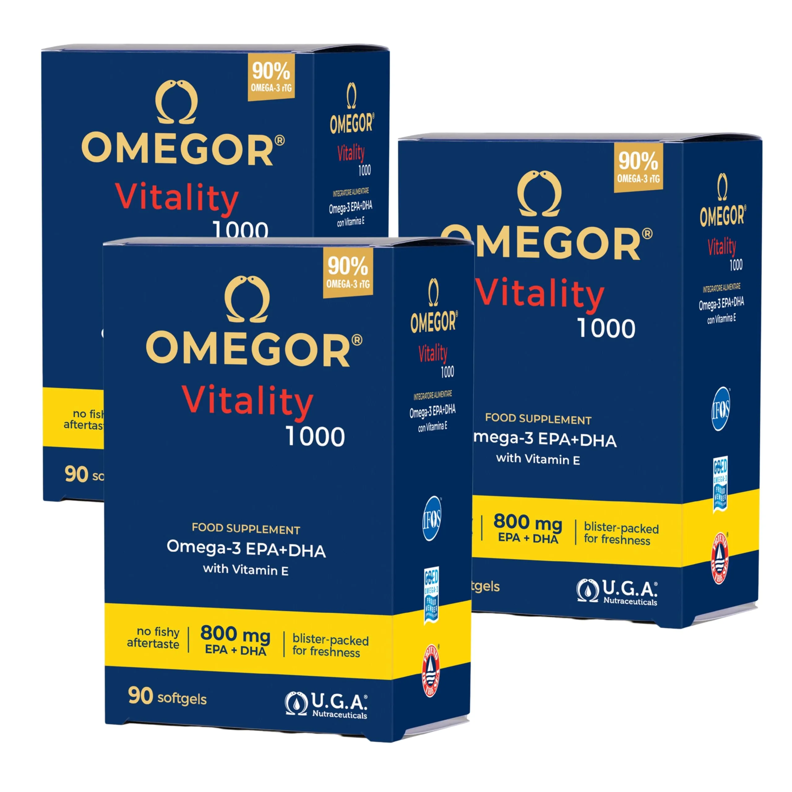 Omegor Vitality 1000 Omega 3 Olio di Pesce - 90 cps (3 Confezioni) - immagine 1