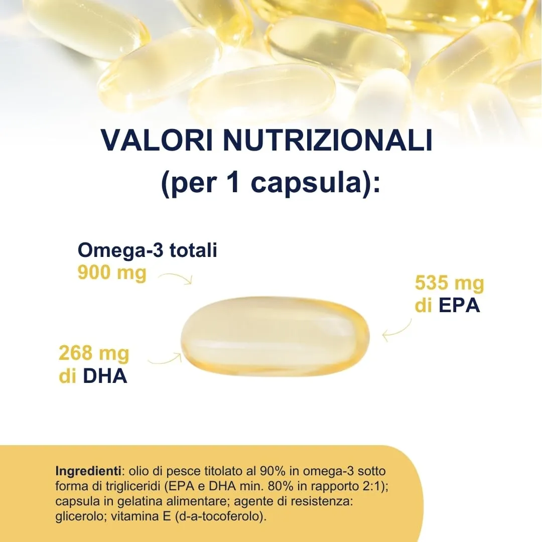 Omegor Vitality 1000 Omega 3 Olio di Pesce - 90 cps (3 Confezioni) - immagine 5