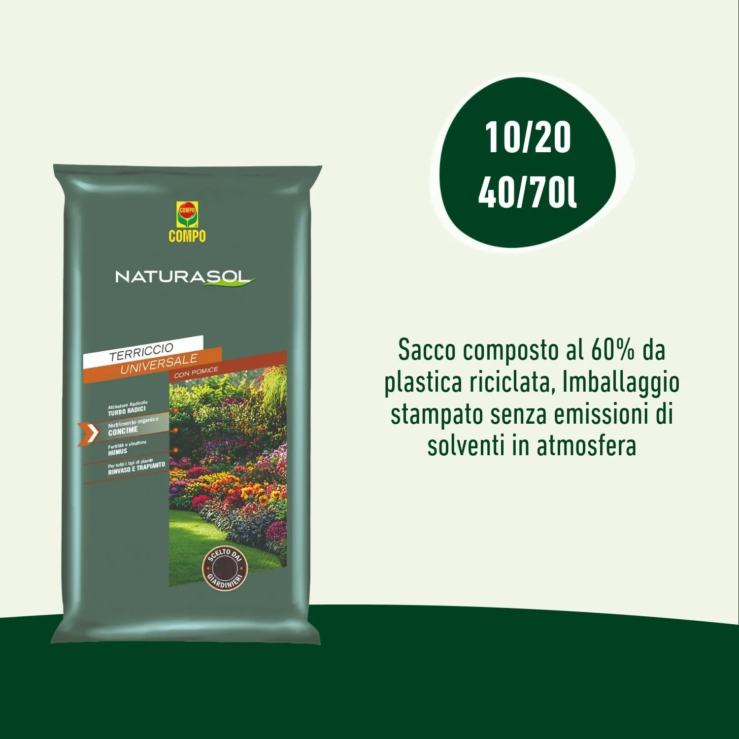 Compo Naturasol Universale Terriccio per Piante Verdi e da Fiore, 20 L - immagine 3