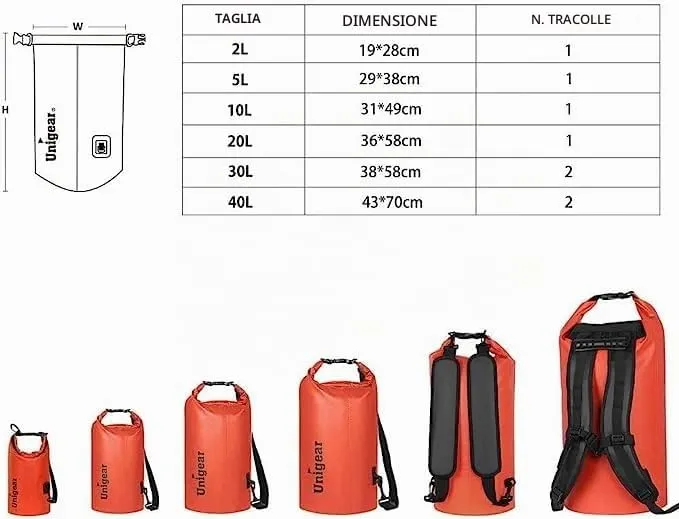 Unigear Borsa Impermeabile 2L Arancione con Custodia per Telefono - immagine 3