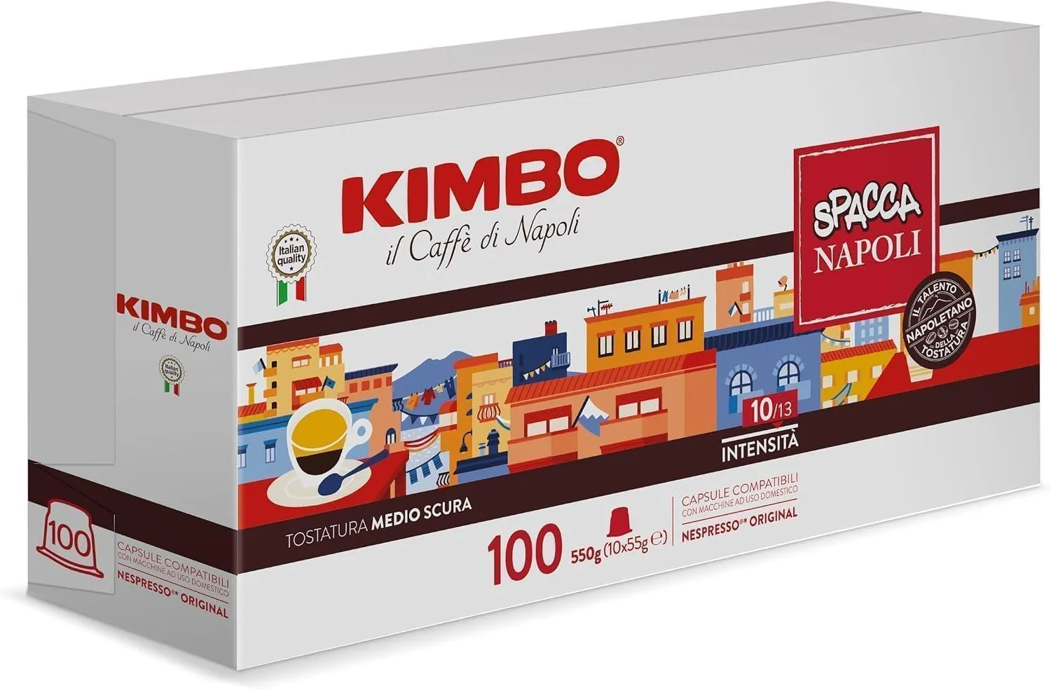 Kimbo Spacca Napoli Capsule Compatibili Nespresso Original, 450 Capsule (45 Confezioni da 10), Intensità 10/13, Tostatura Medio Scura - immagine 2
