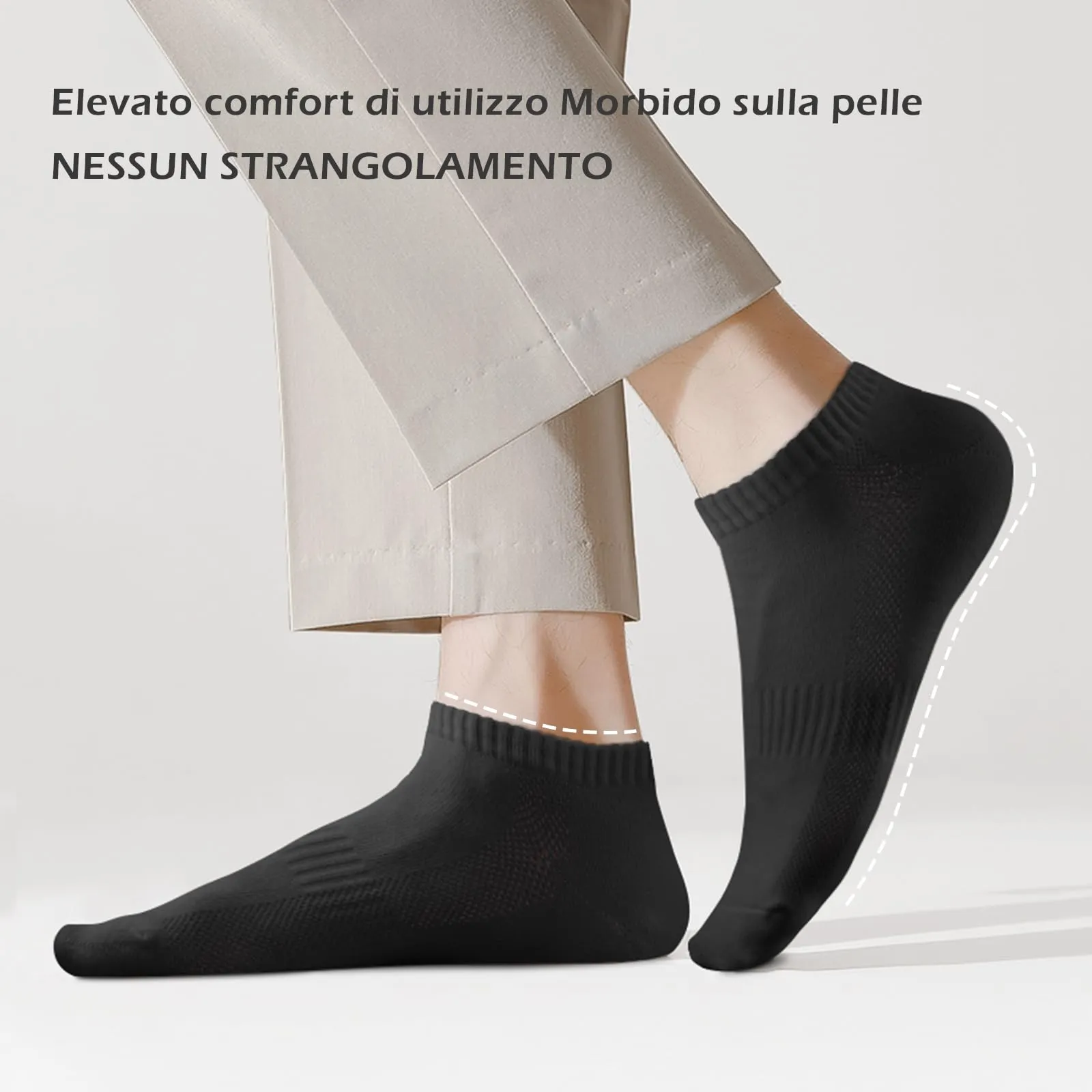 QINCAO Calzini sportivi corti uomo donna, cotone traspirante, 6/10 paia - immagine 2