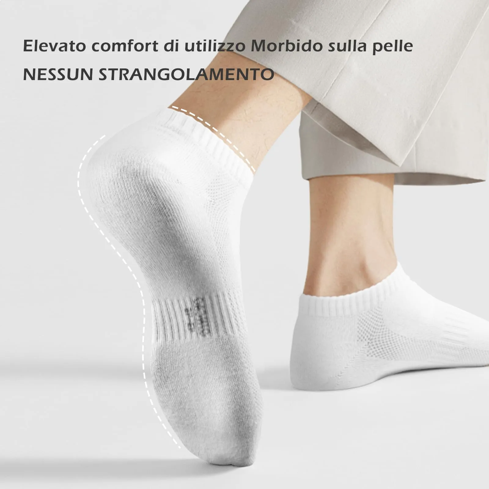 QINCAO Calzini Sportivi Corti Uomo Donna, Cotone Traspirante, 6/10 Paia - immagine 2