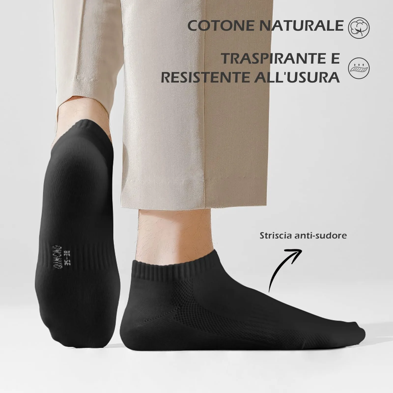 QINCAO Calzini Sportivi Corti Uomo Donna, Cotone Traspirante, 6/10 Paia - immagine 4