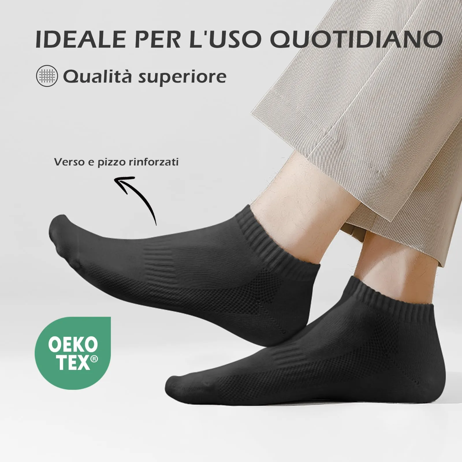 QINCAO Calzini Sportivi Corti Uomo Donna, Cotone Traspirante, 6/10 Paia - immagine 5