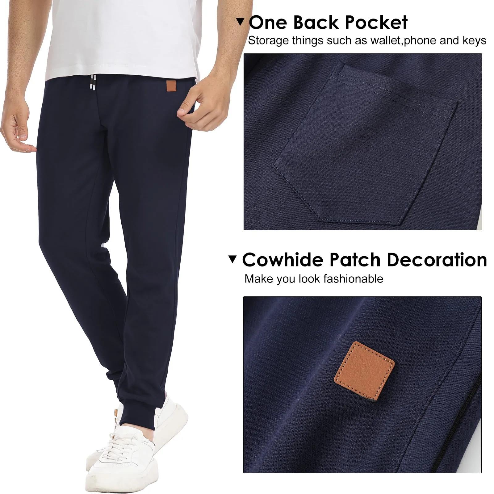 Suwangi Pantaloni Sportivi da Uomo per Jogging e Palestra con Tasche Zip, Blu, XXL - immagine 4