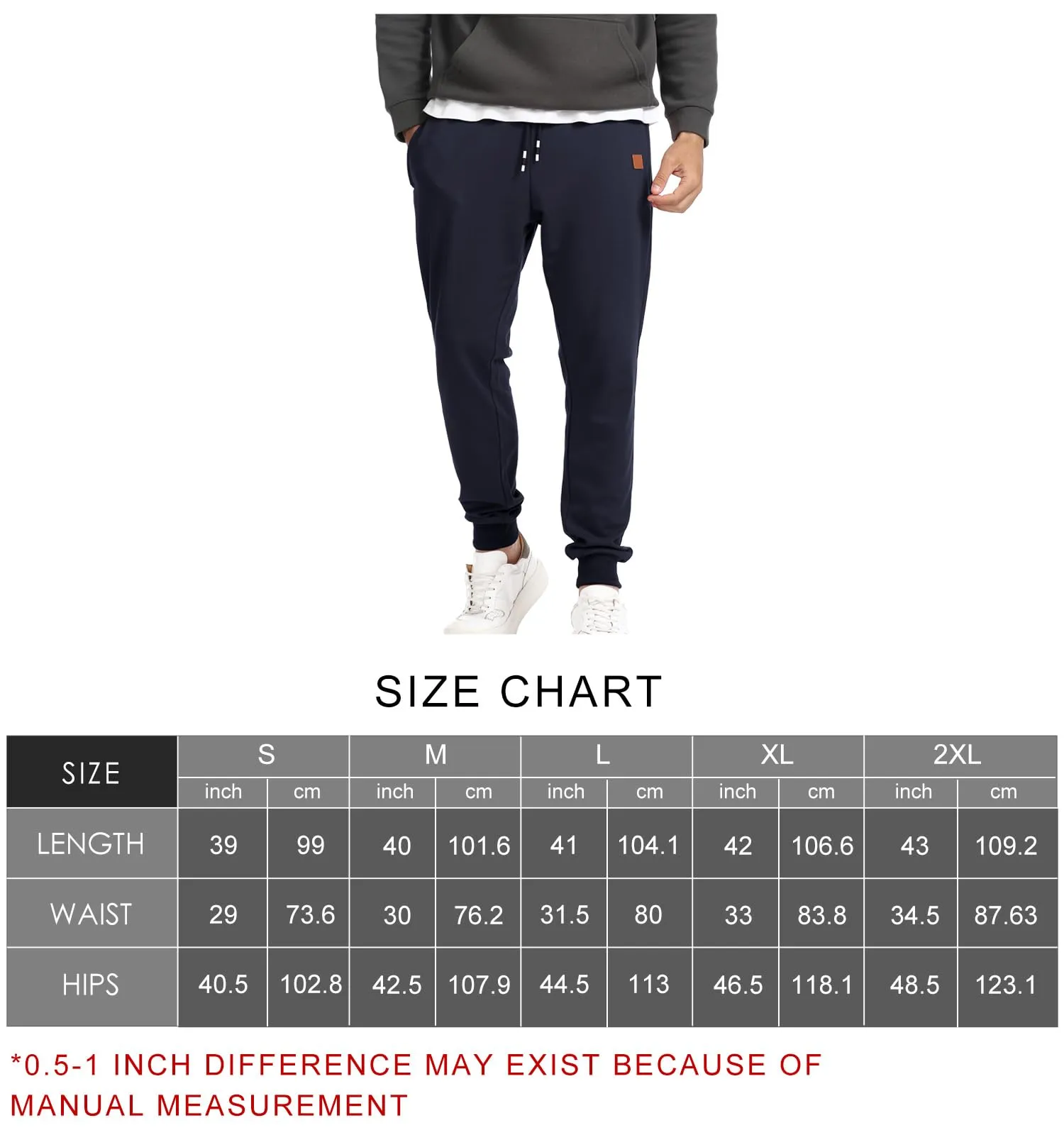 Suwangi Pantaloni Sportivi da Uomo per Jogging e Palestra con Tasche Zip, Blu, XXL - immagine 6