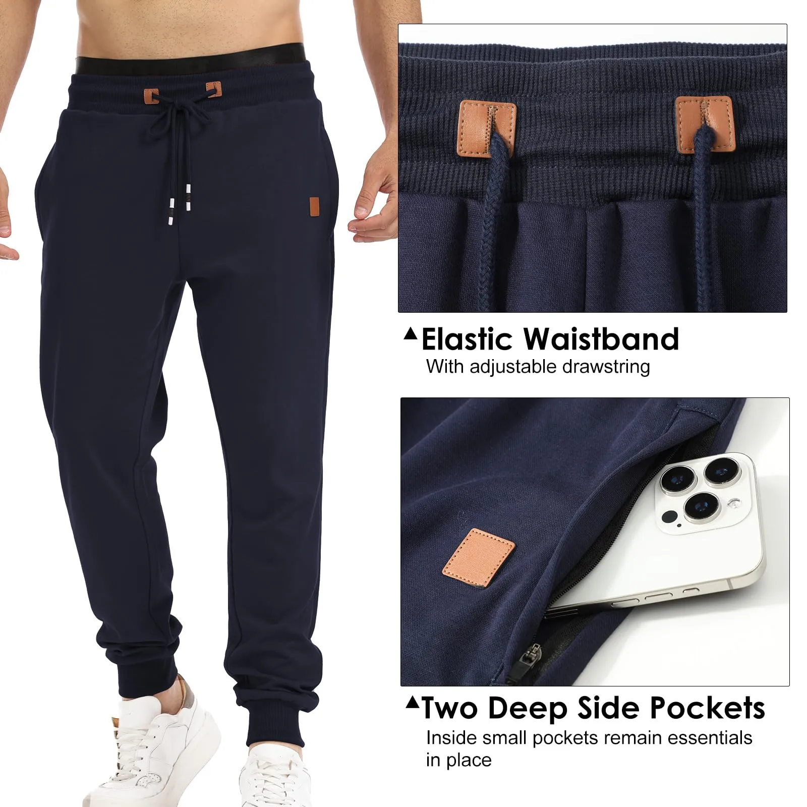 Suwangi Pantaloni Sportivi da Uomo per Jogging e Palestra con Tasche Zip - immagine 3