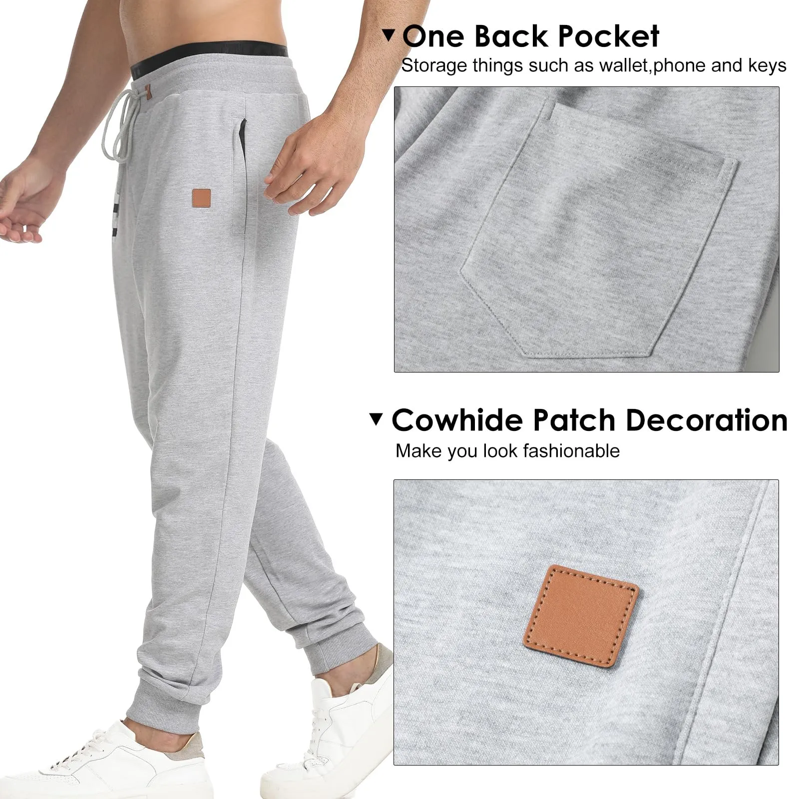 Suwangi Pantaloni Sportivi da Uomo per Jogging e Palestra con Tasche Zip - immagine 4