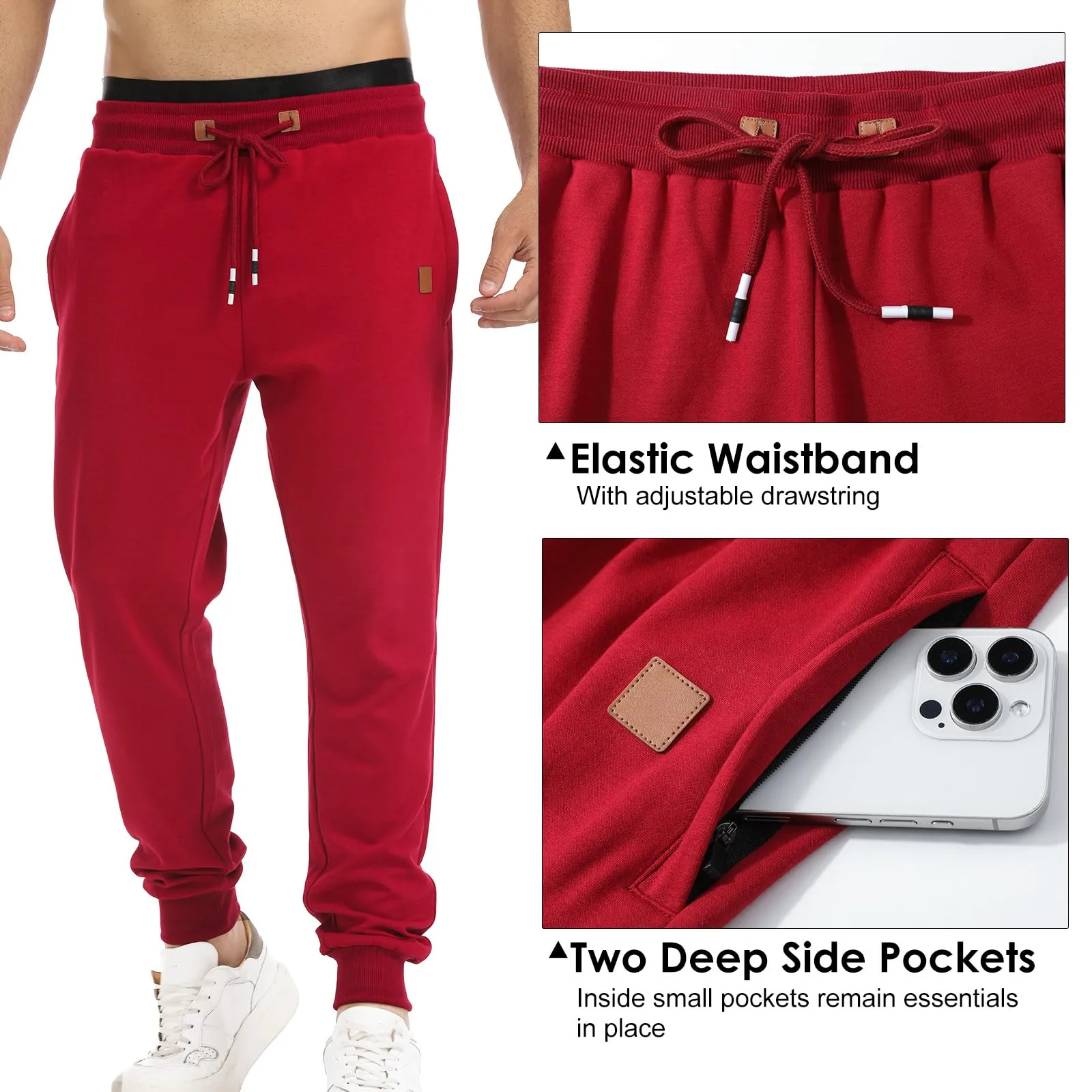 Suwangi Pantaloni Sportivi da Uomo per Jogging, Palestra e Corsa con Tasche Zip - immagine 3